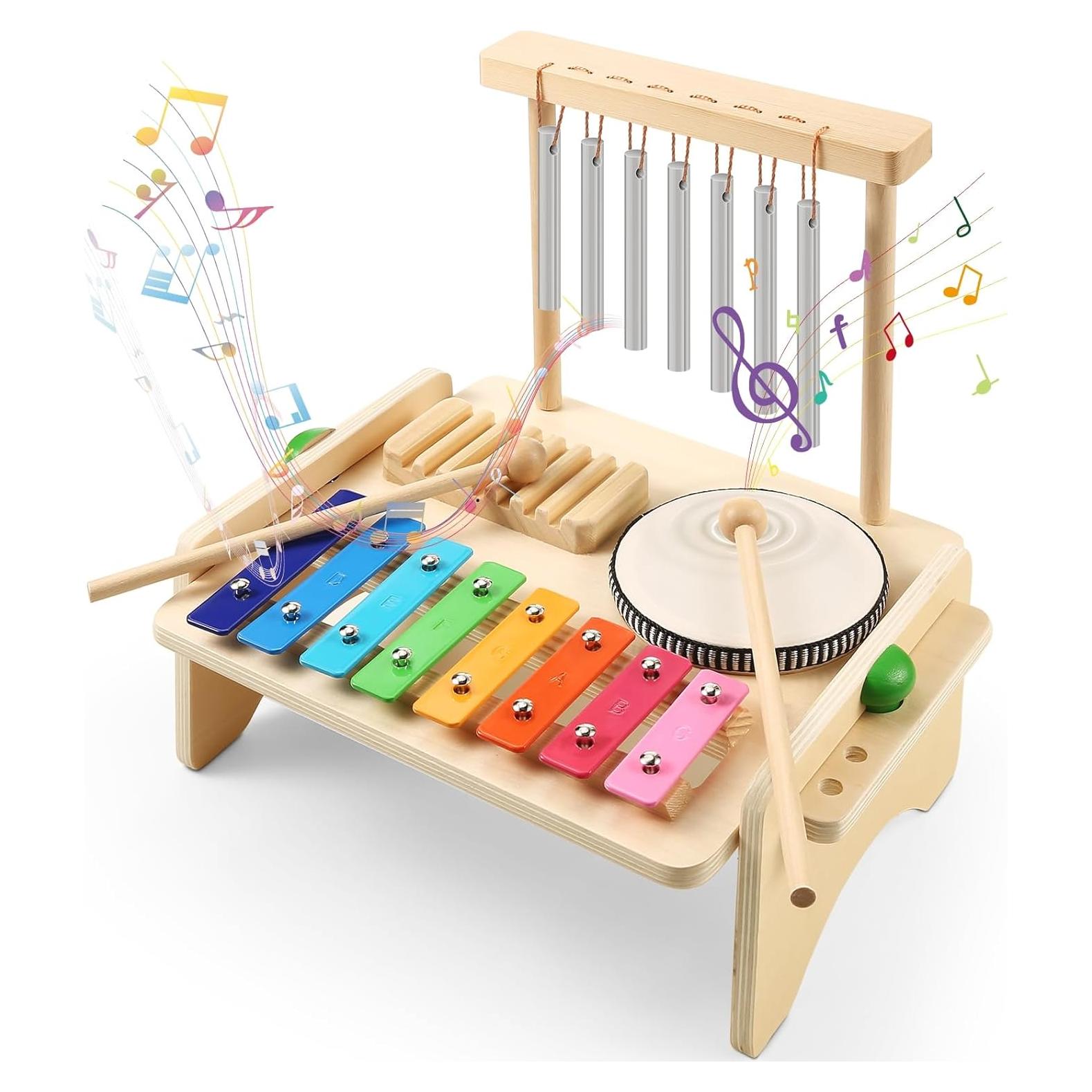 Juego de Tambores y Xilófono Montessori Linkshow 4 en 1