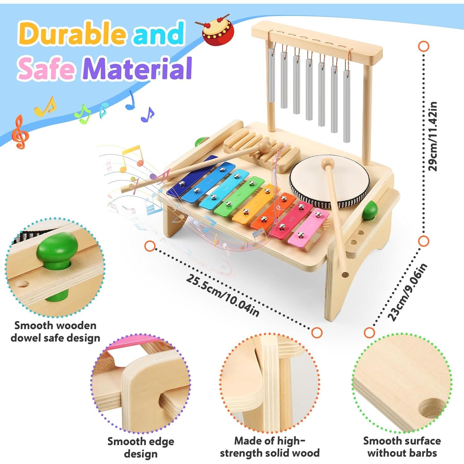 Juego de Tambores y Xilófono Montessori Linkshow 4 en 1