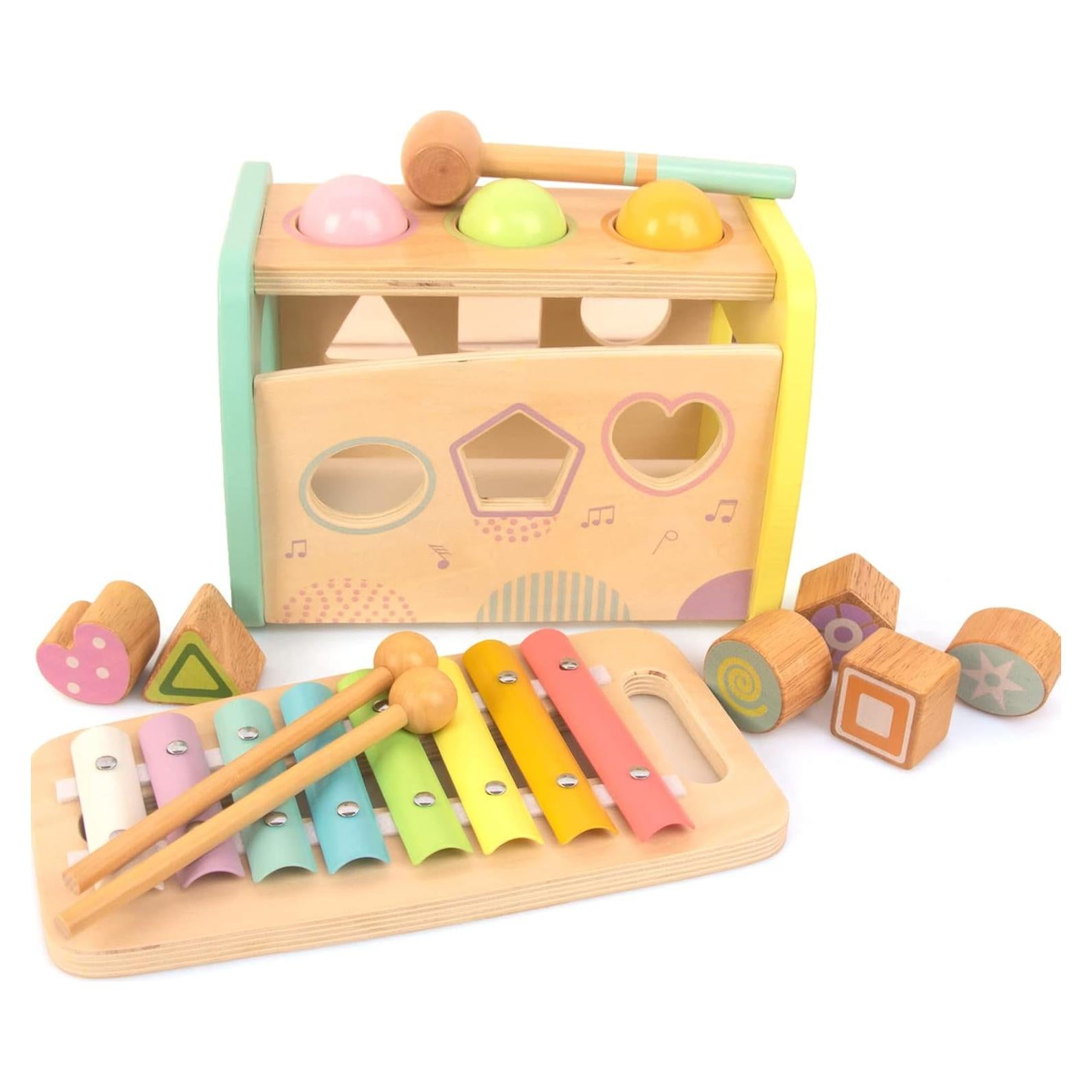 Juguete Educativo de Madera WOODENFUN Martillo y Xilófono