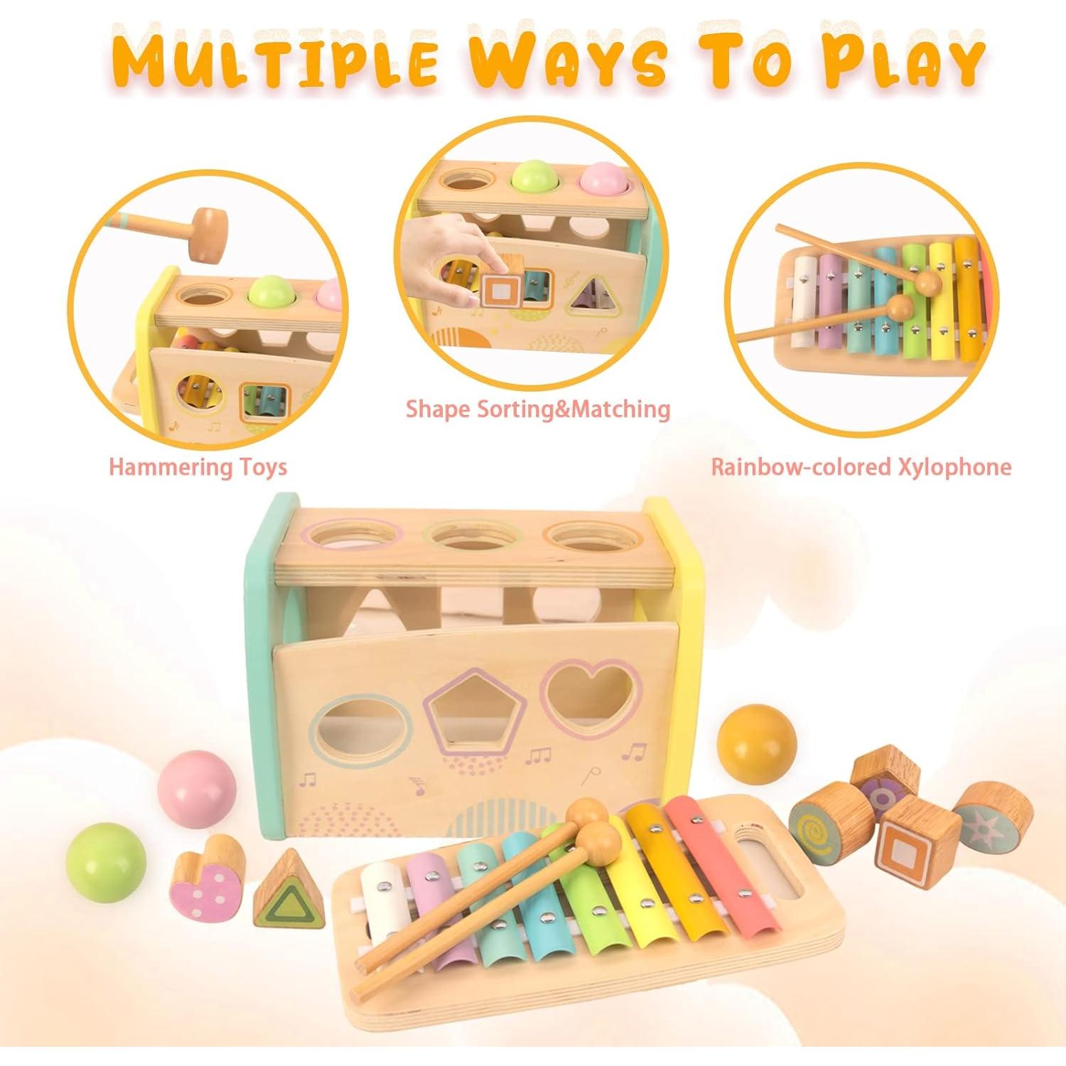 Juguete Educativo de Madera WOODENFUN Martillo y Xilófono