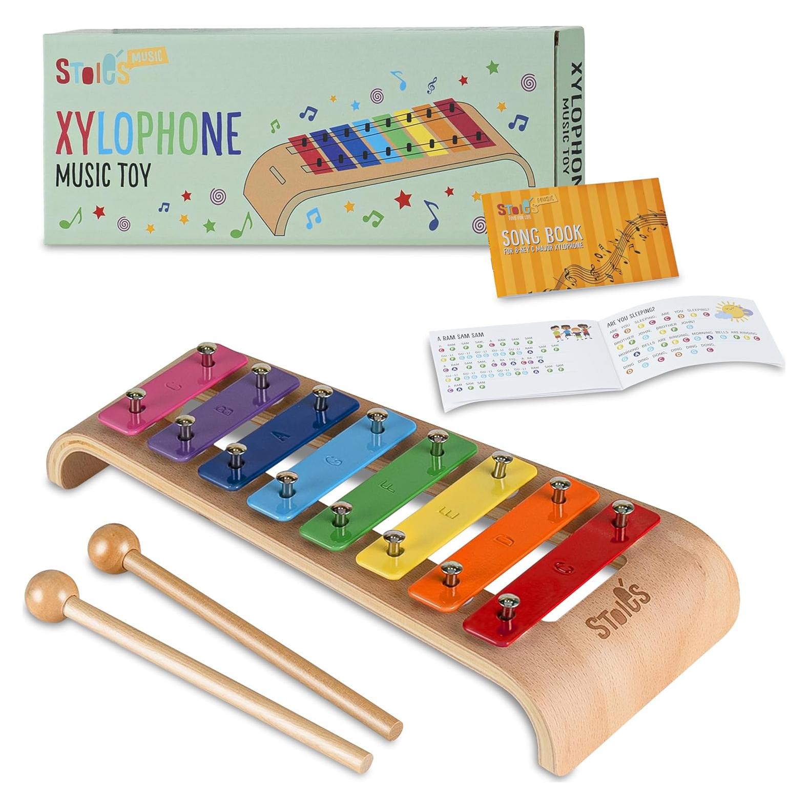 Xilófono de Madera Stoie's Curvado 8 Notas Arcoíris 30cm