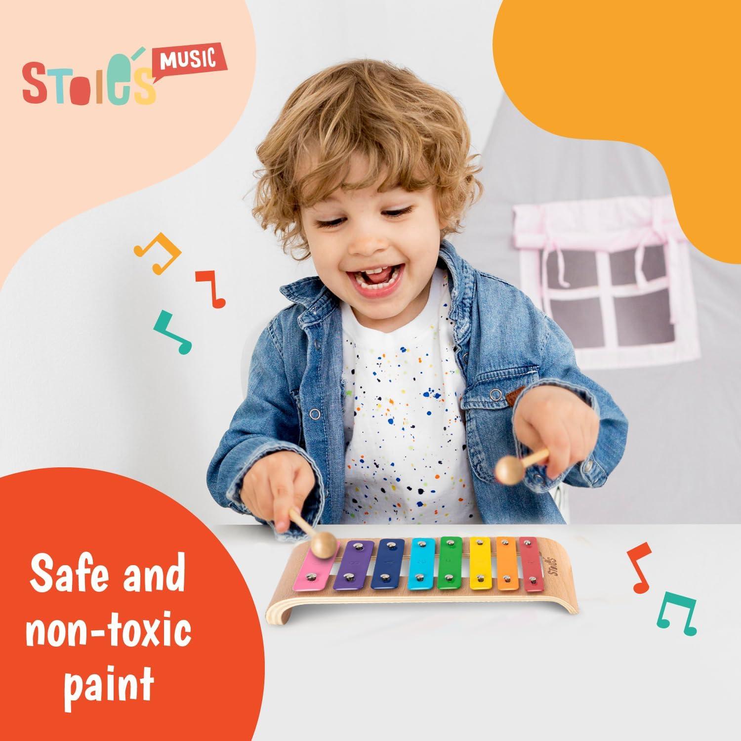 Xilófono de Madera Stoie's Curvado 8 Notas Arcoíris 30cm