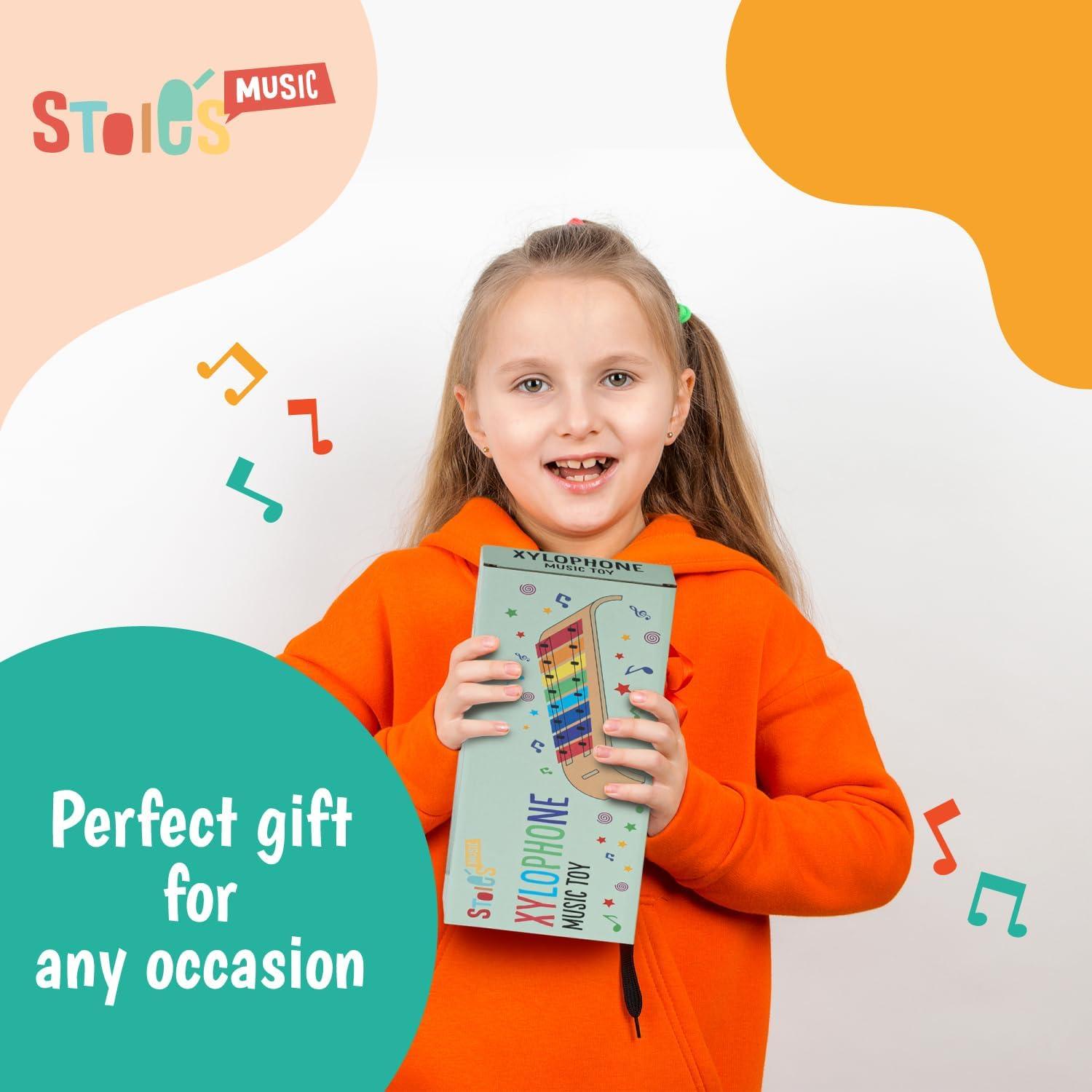 Xilófono de Madera Stoie's Curvado 8 Notas Arcoíris 30cm