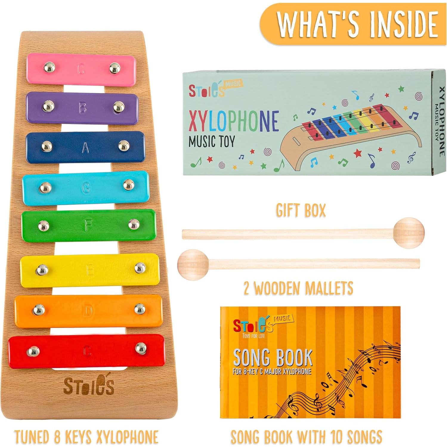 Xilófono de Madera Stoie's Curvado 8 Notas Arcoíris 30cm