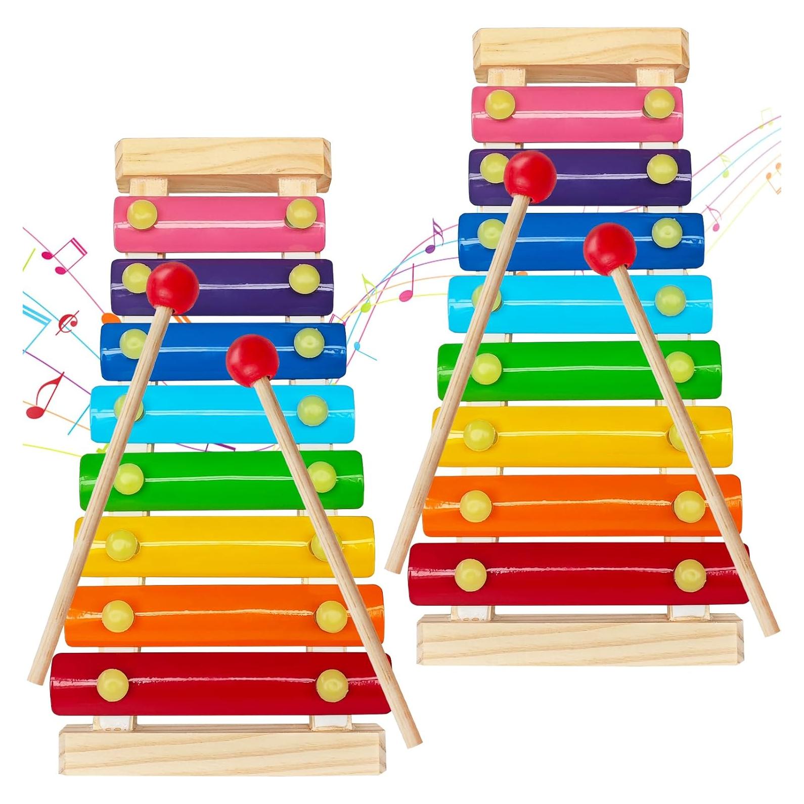 Xilófono de Madera para Niños Xeehwb 2 Pcs 8 Teclas Educativo