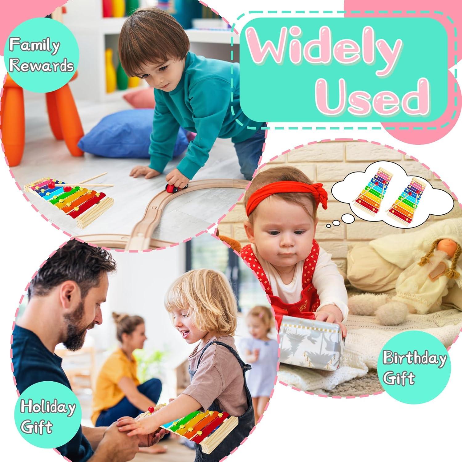Xilófono de Madera para Niños Xeehwb 2 Pcs 8 Teclas Educativo