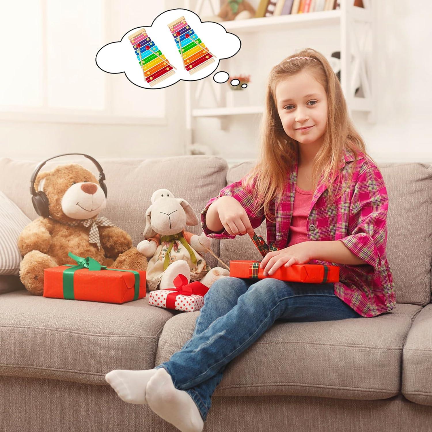 Xilófono de Madera para Niños Xeehwb 2 Pcs 8 Teclas Educativo