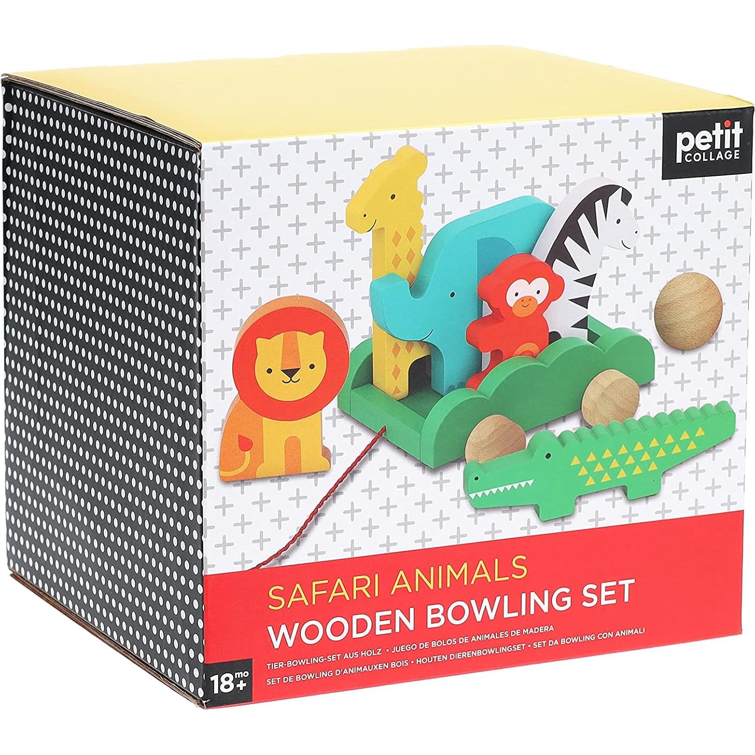 Juego de Bolos de Madera Safari Petit Collage 18 meses+