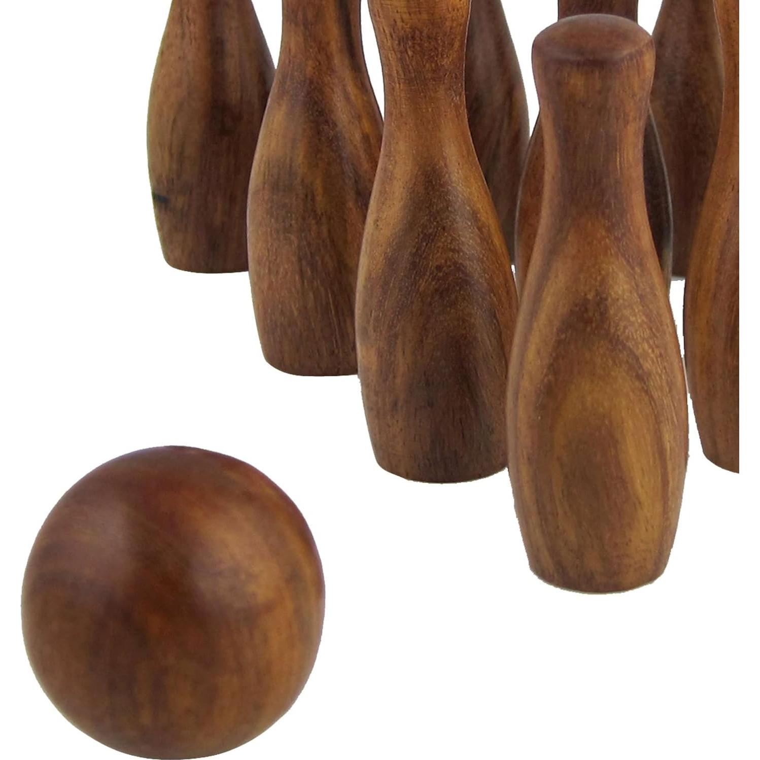 Juego de Bolos Mini de Madera Ajuny 10 Pines 5.72 cm 2 Bolas 3.18 cm