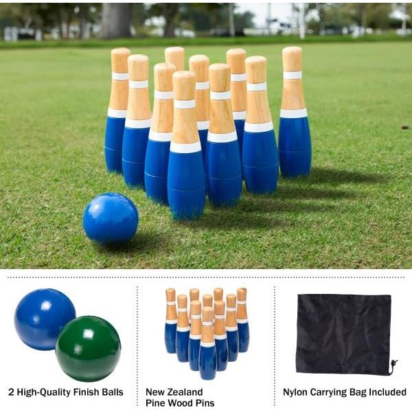 Set de Bolos de Madera Hey Play 13 Piezas para Niños y Adultos
