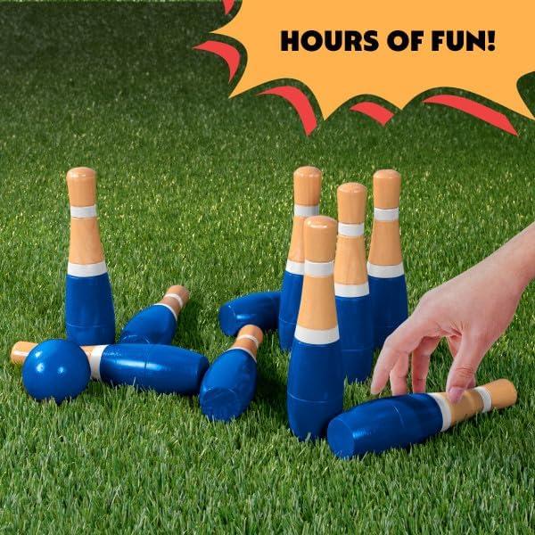 Set de Bolos de Madera Hey Play 13 Piezas para Niños y Adultos