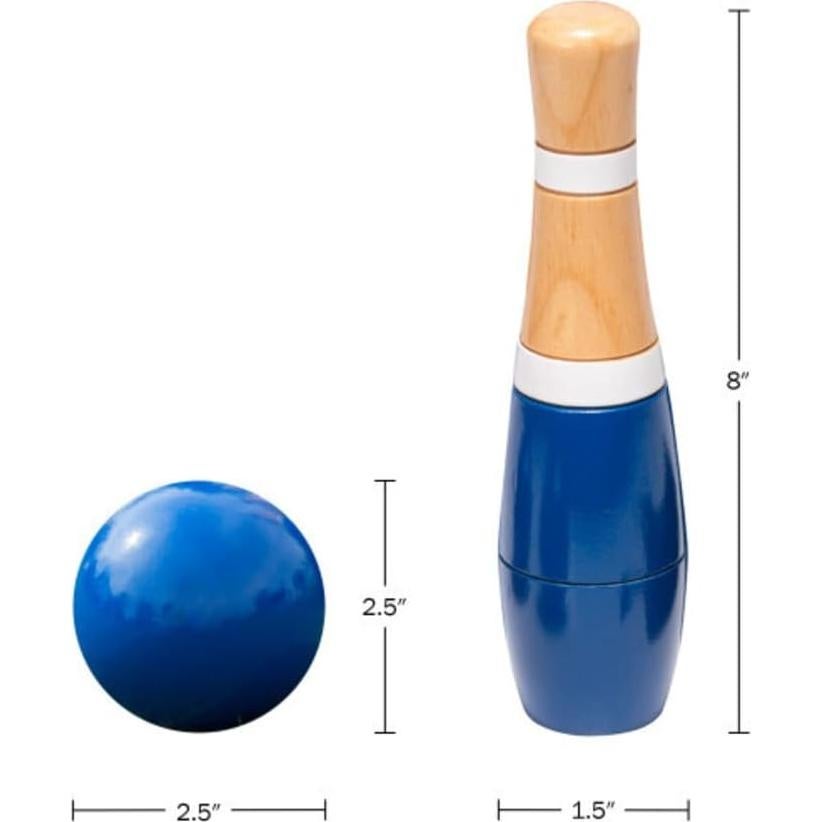 Set de Bolos de Madera Hey Play 13 Piezas para Niños y Adultos