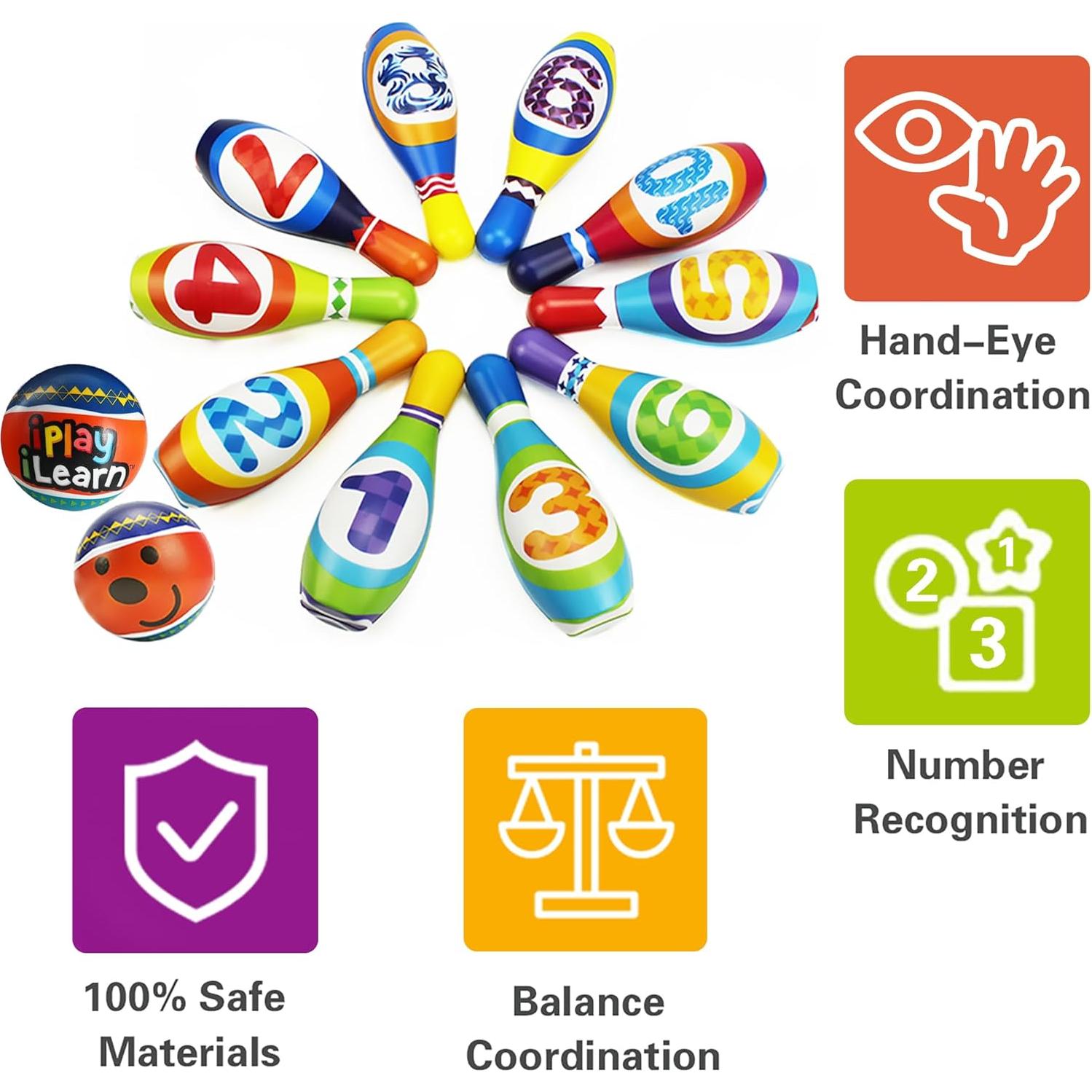 Conjunto de Boliche Suave iPlay, iLearn - 10 Pines y 2 Pelotas