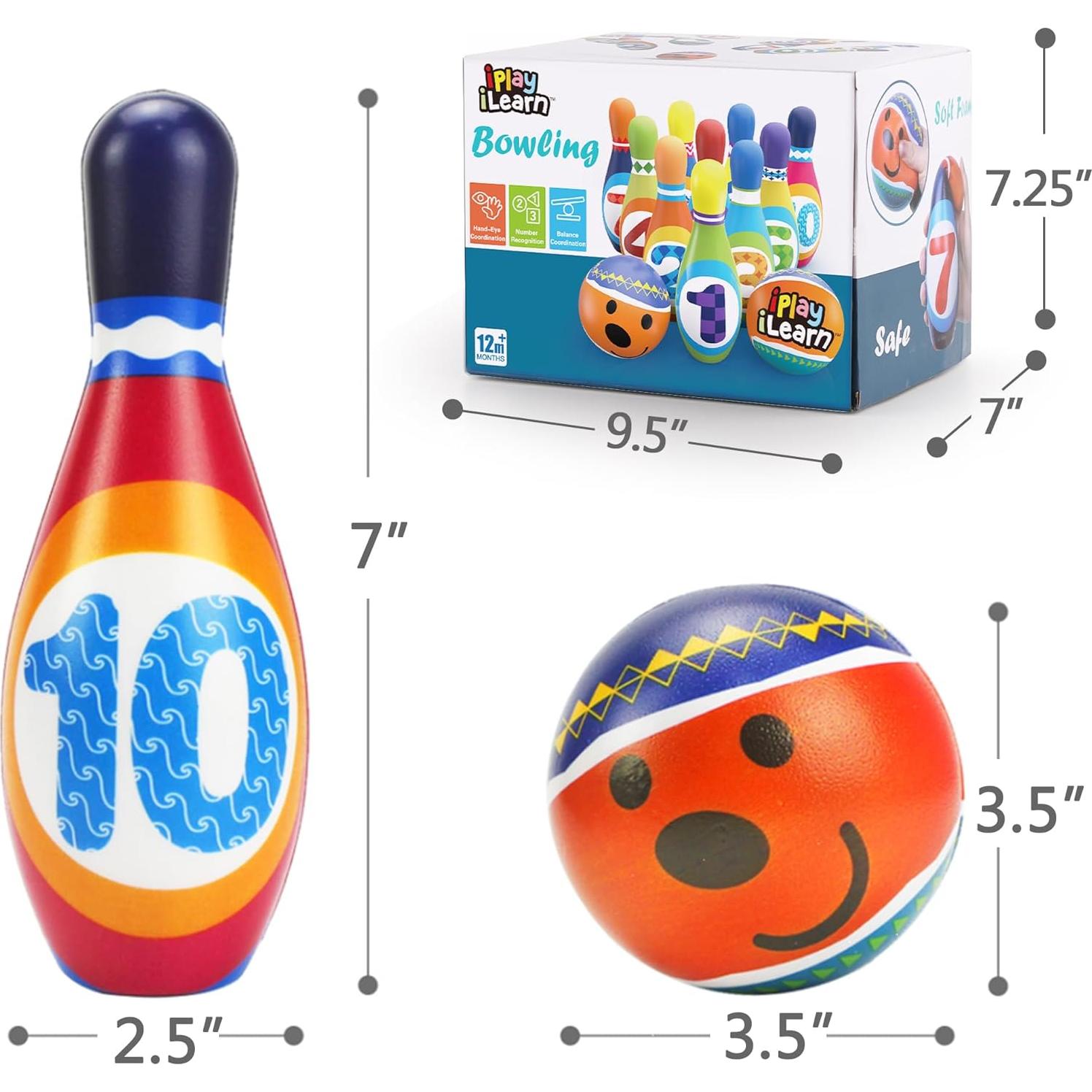 Conjunto de Boliche Suave iPlay, iLearn - 10 Pines y 2 Pelotas