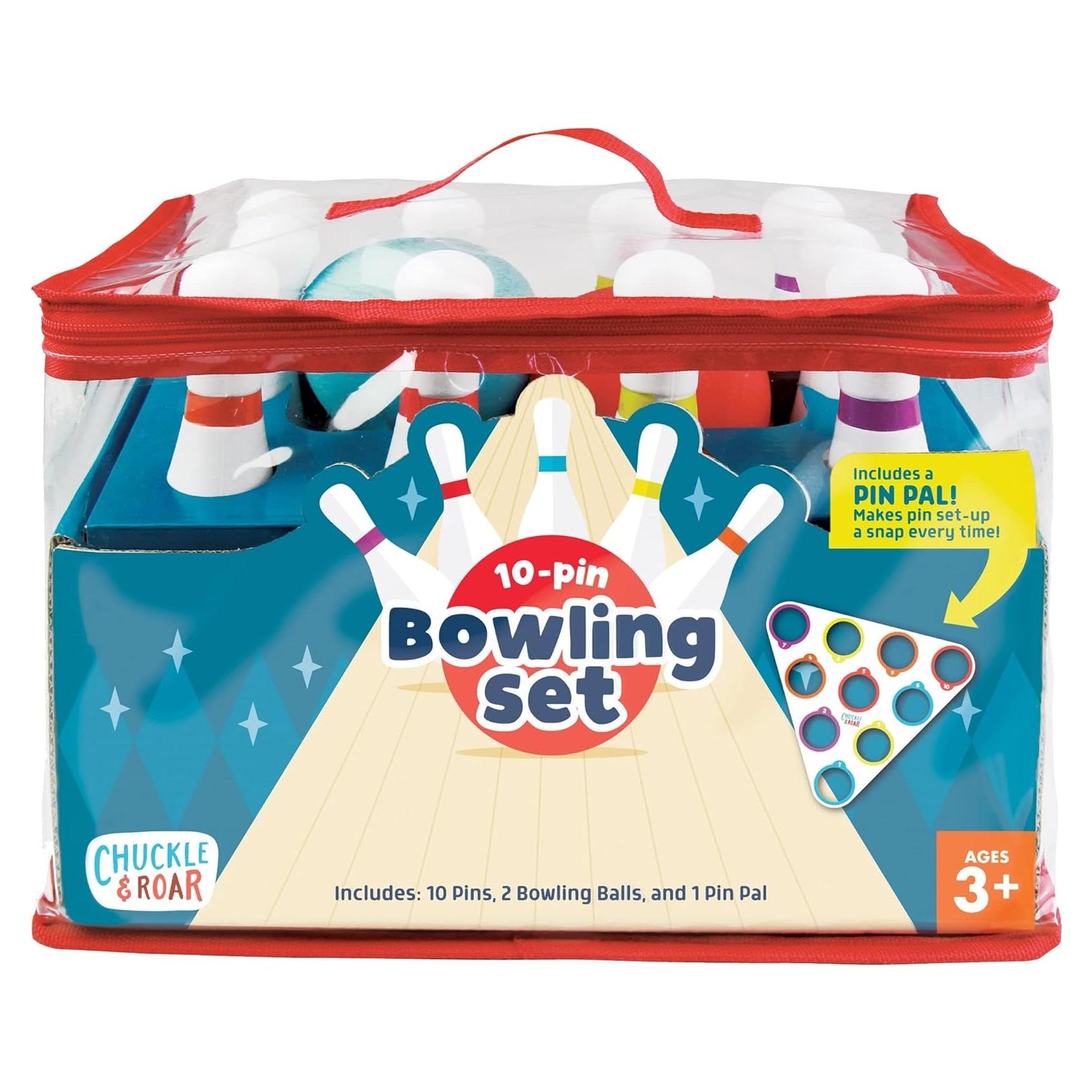 Juego de Bolos de 10 Pines Chuckle & Roar - Incluye 2 Pelotas