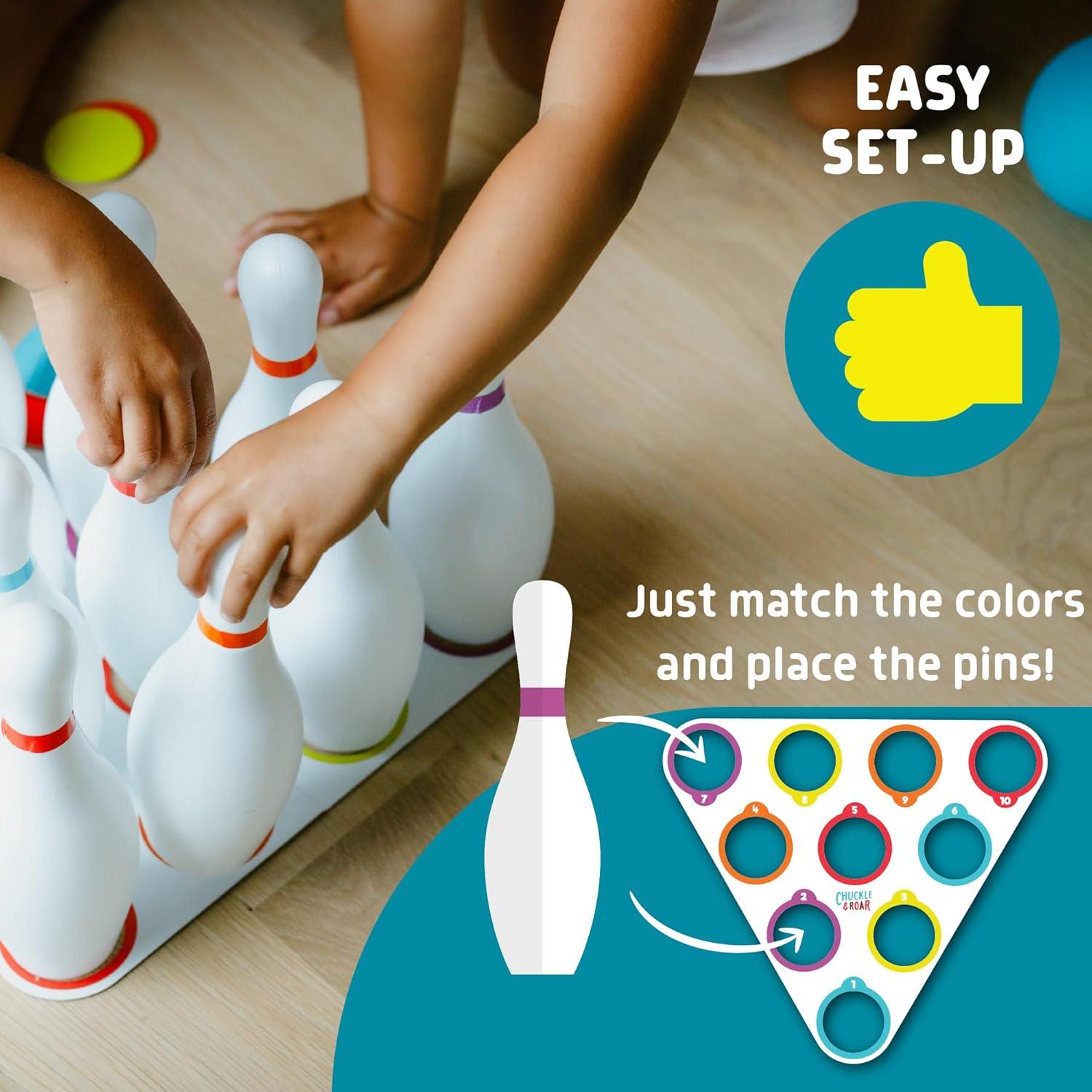 Juego de Bolos de 10 Pines Chuckle & Roar - Incluye 2 Pelotas