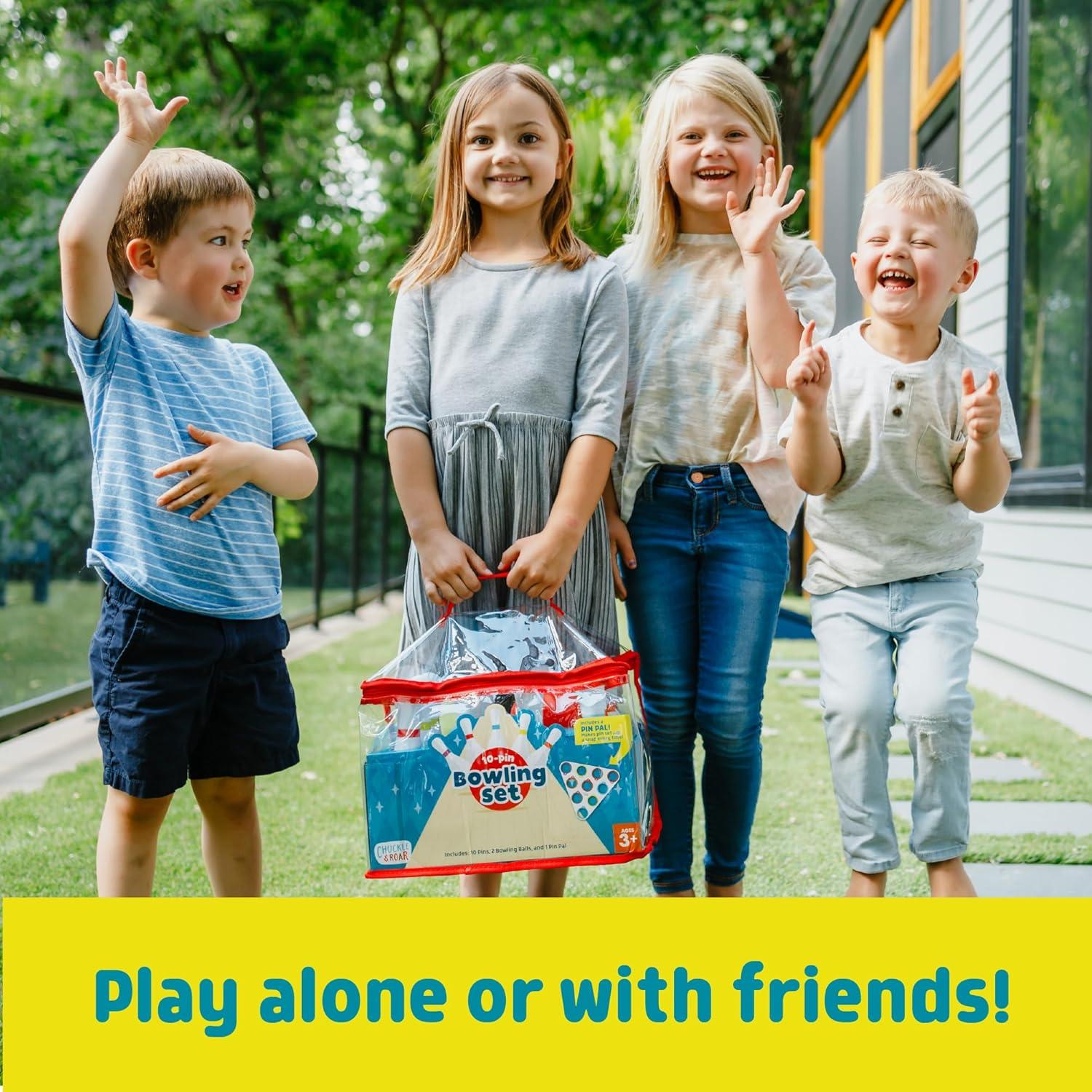 Juego de Bolos de 10 Pines Chuckle & Roar - Incluye 2 Pelotas