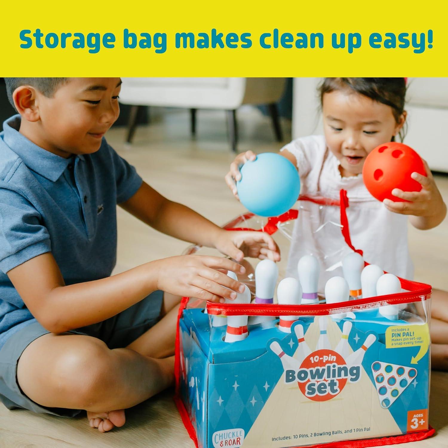Juego de Bolos de 10 Pines Chuckle & Roar - Incluye 2 Pelotas
