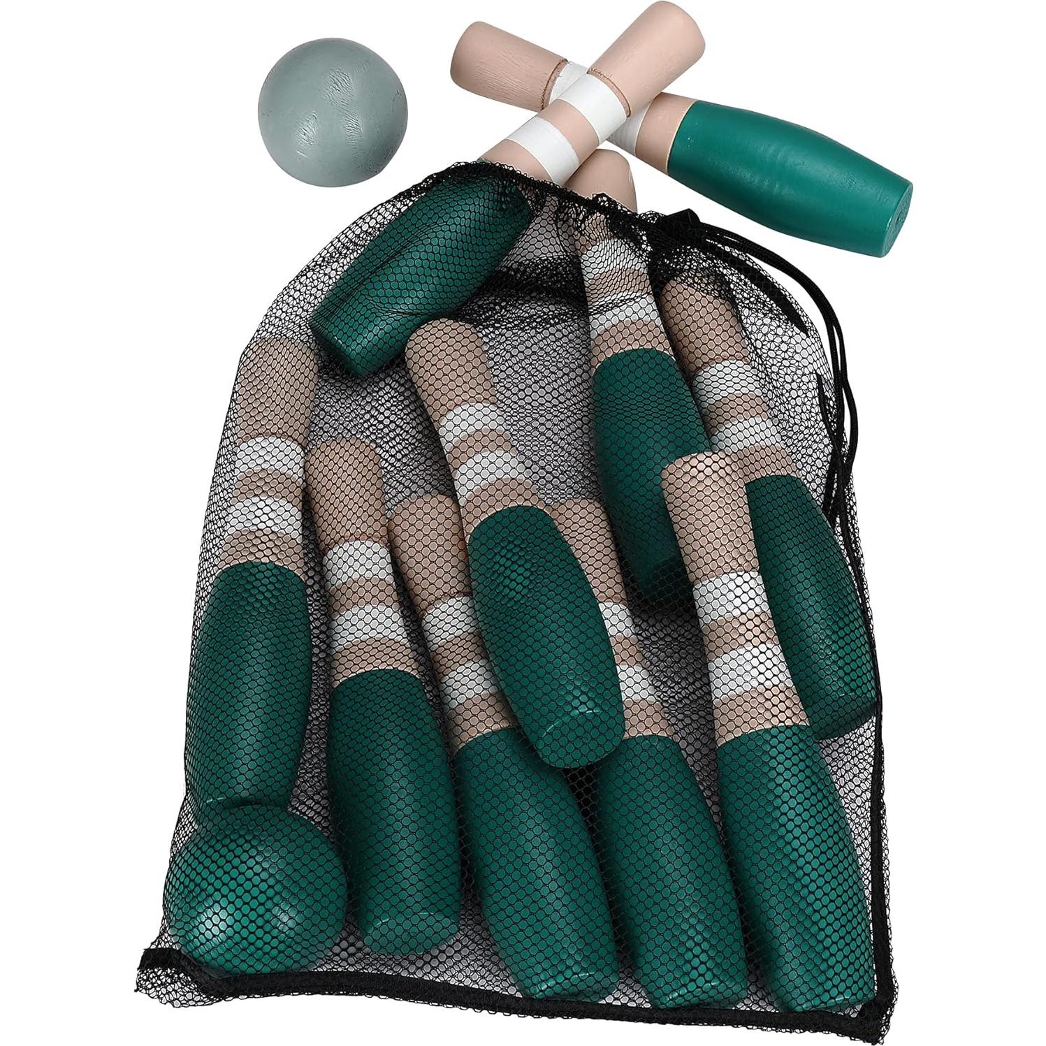 Conjunto de Bolos de Madera Sterling Sports 23 cm - 10 Pines y 2 Pelotas