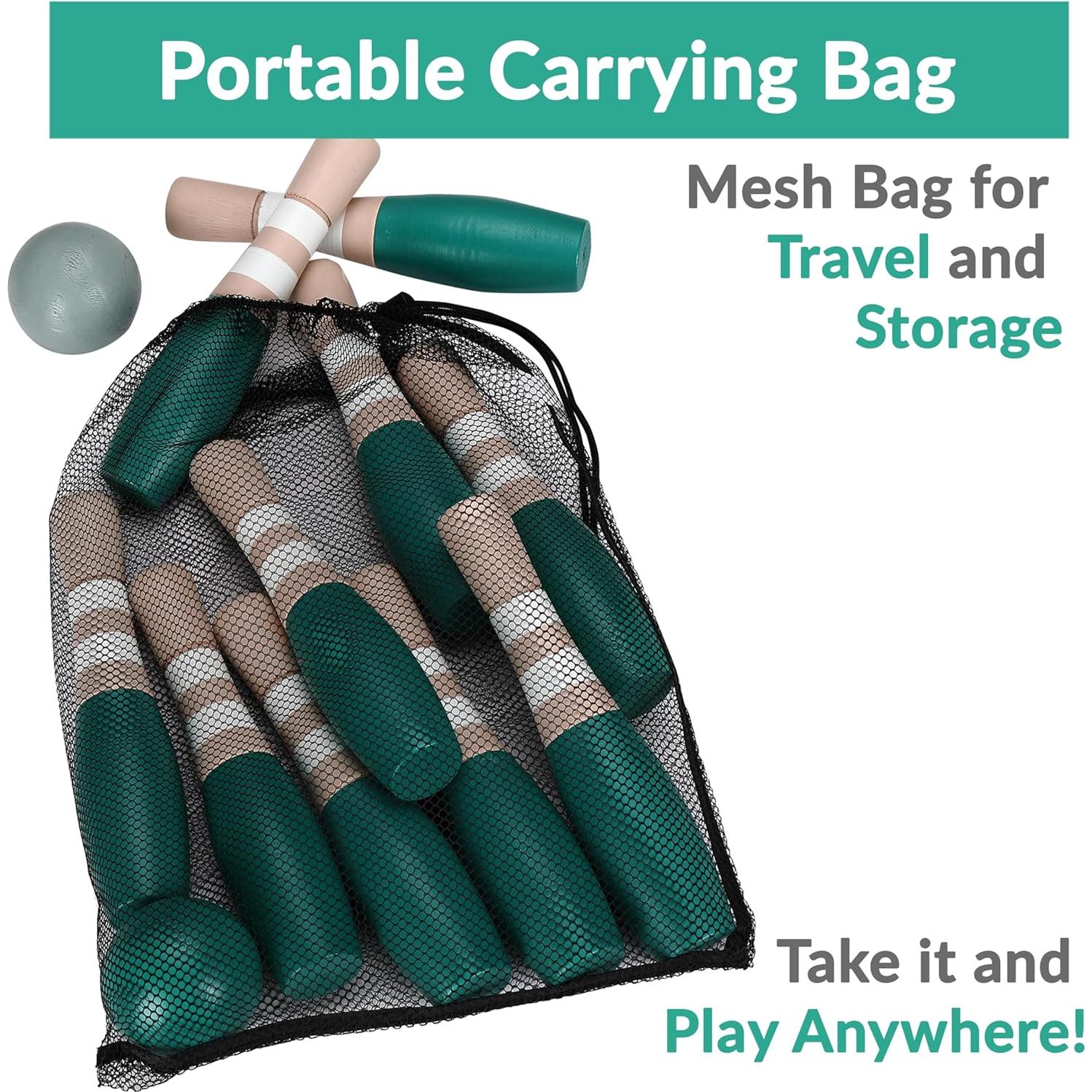 Conjunto de Bolos de Madera Sterling Sports 23 cm - 10 Pines y 2 Pelotas