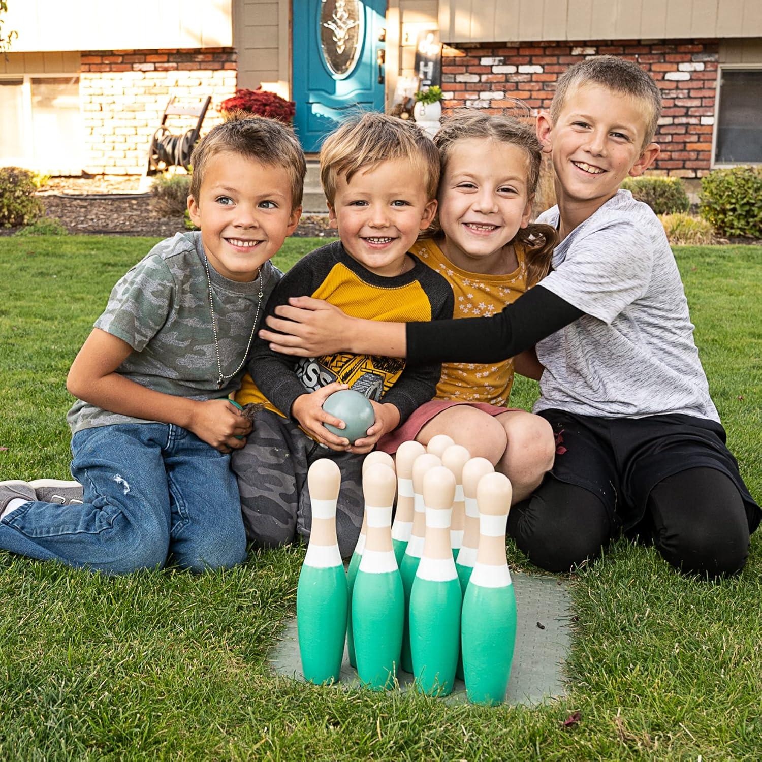 Conjunto de Bolos de Madera Sterling Sports 23 cm - 10 Pines y 2 Pelotas