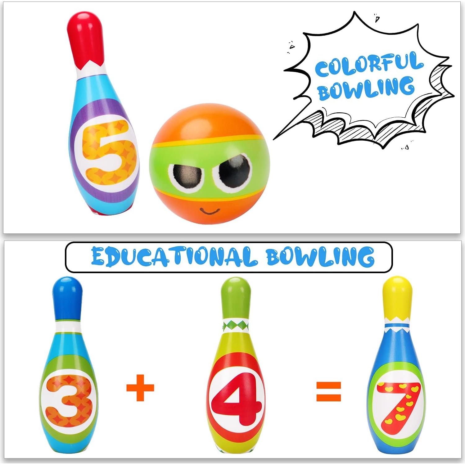 Juego de Bolos Interior para Niños AugToy 10 Pinos Coloridos