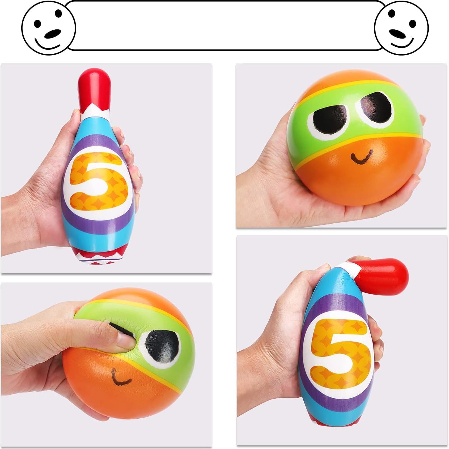 Juego de Bolos Interior para Niños AugToy 10 Pinos Coloridos