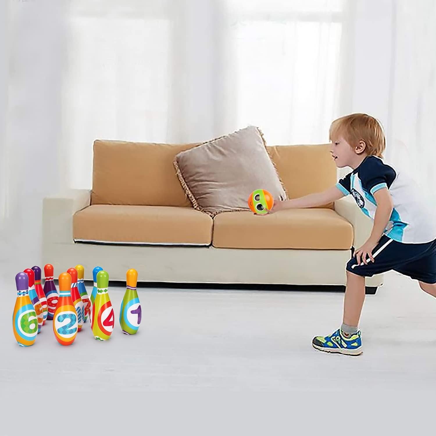 Juego de Bolos Interior para Niños AugToy 10 Pinos Coloridos