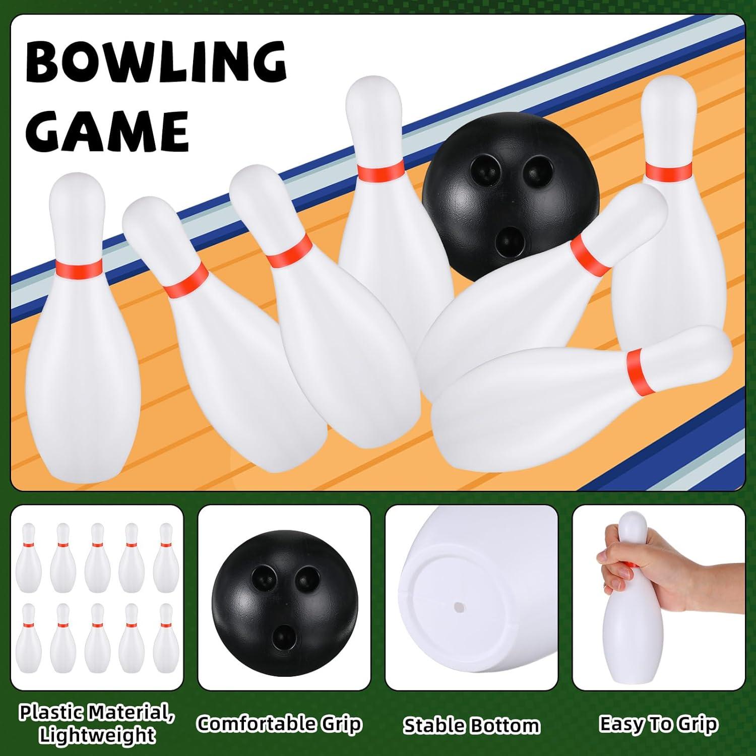 Juego de Bolos de Plástico RoundFunny - 2 Juegos de 10 Bolos y 4 Pelotas