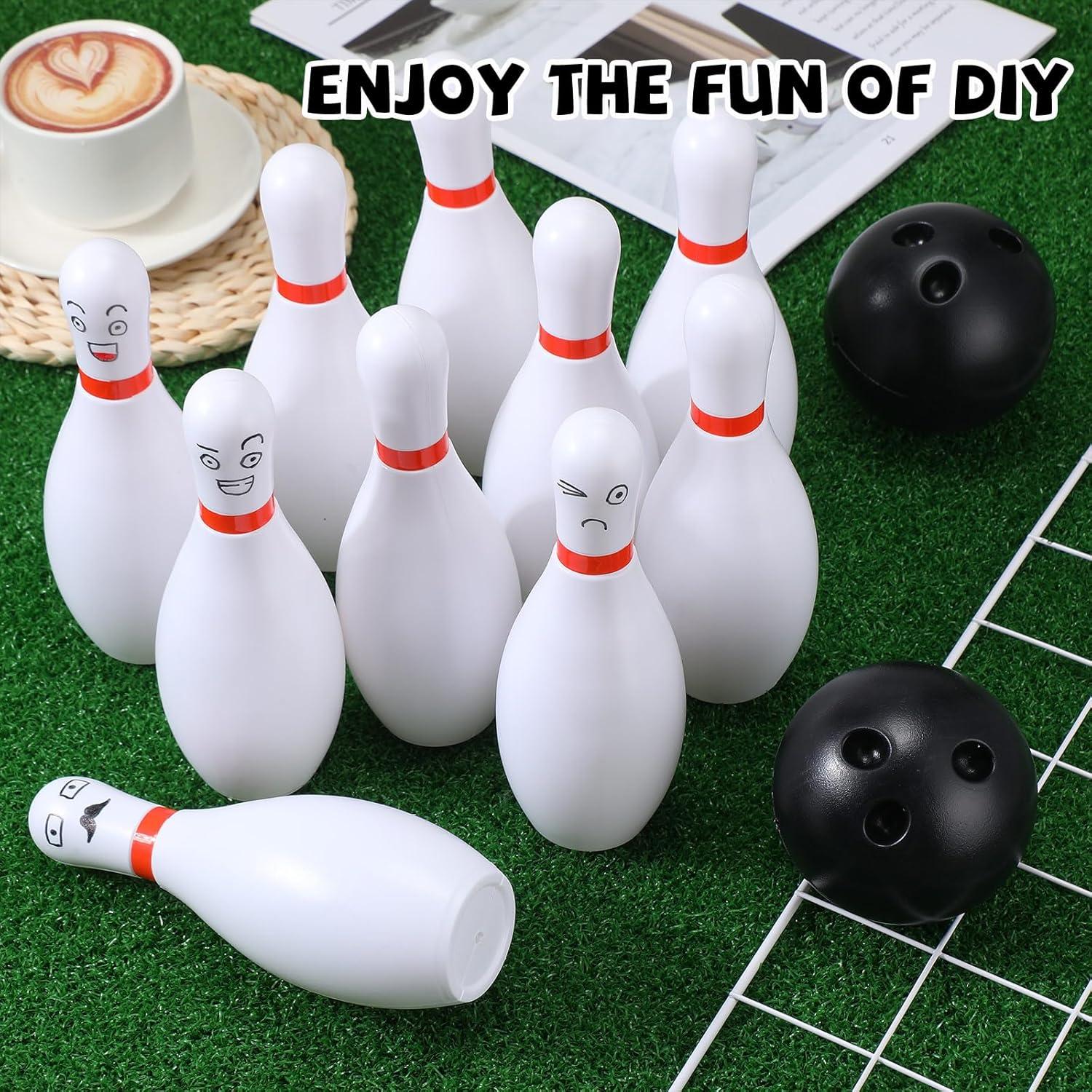 Juego de Bolos de Plástico RoundFunny - 2 Juegos de 10 Bolos y 4 Pelotas