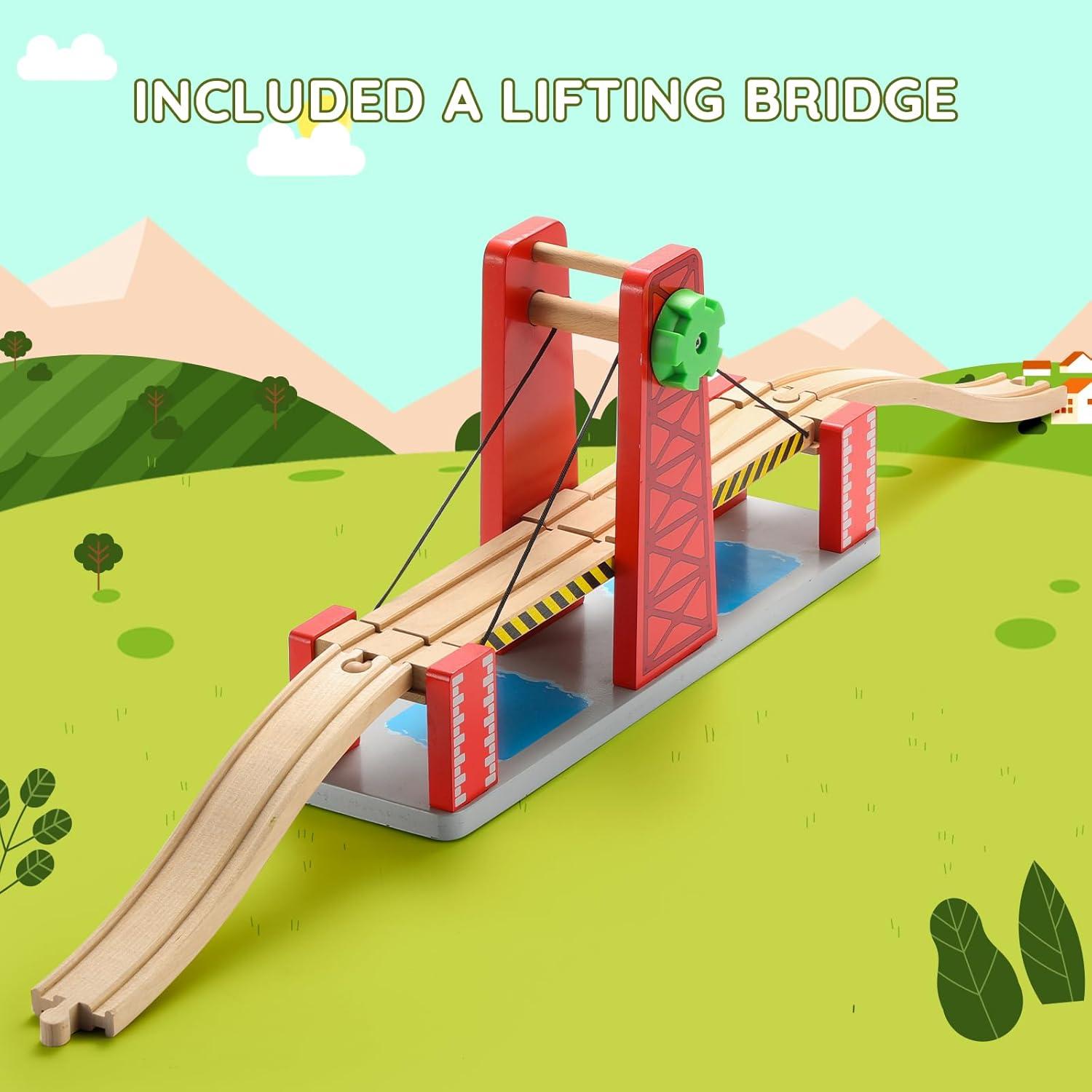 Juego de Tren de Madera SainSmart Jr. con Puente Elevador 2.07 kg