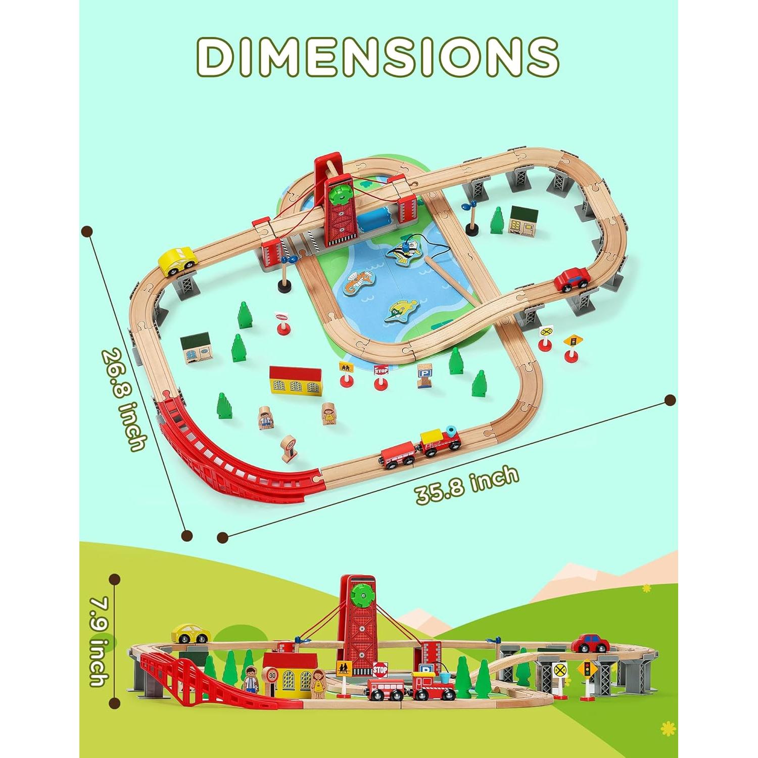 Juego de Tren de Madera SainSmart Jr. con Puente Elevador 2.07 kg