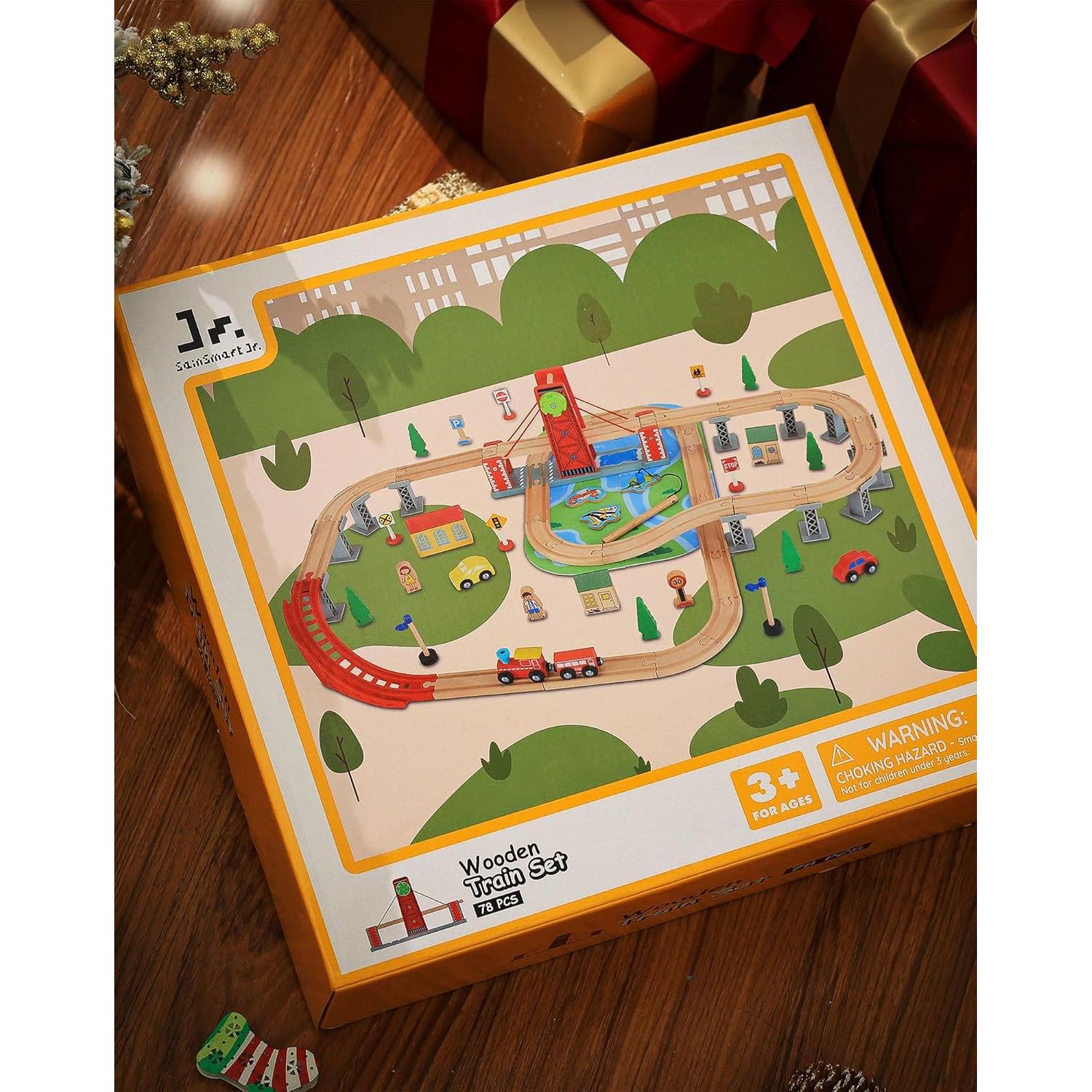 Juego de Tren de Madera SainSmart Jr. con Puente Elevador 2.07 kg