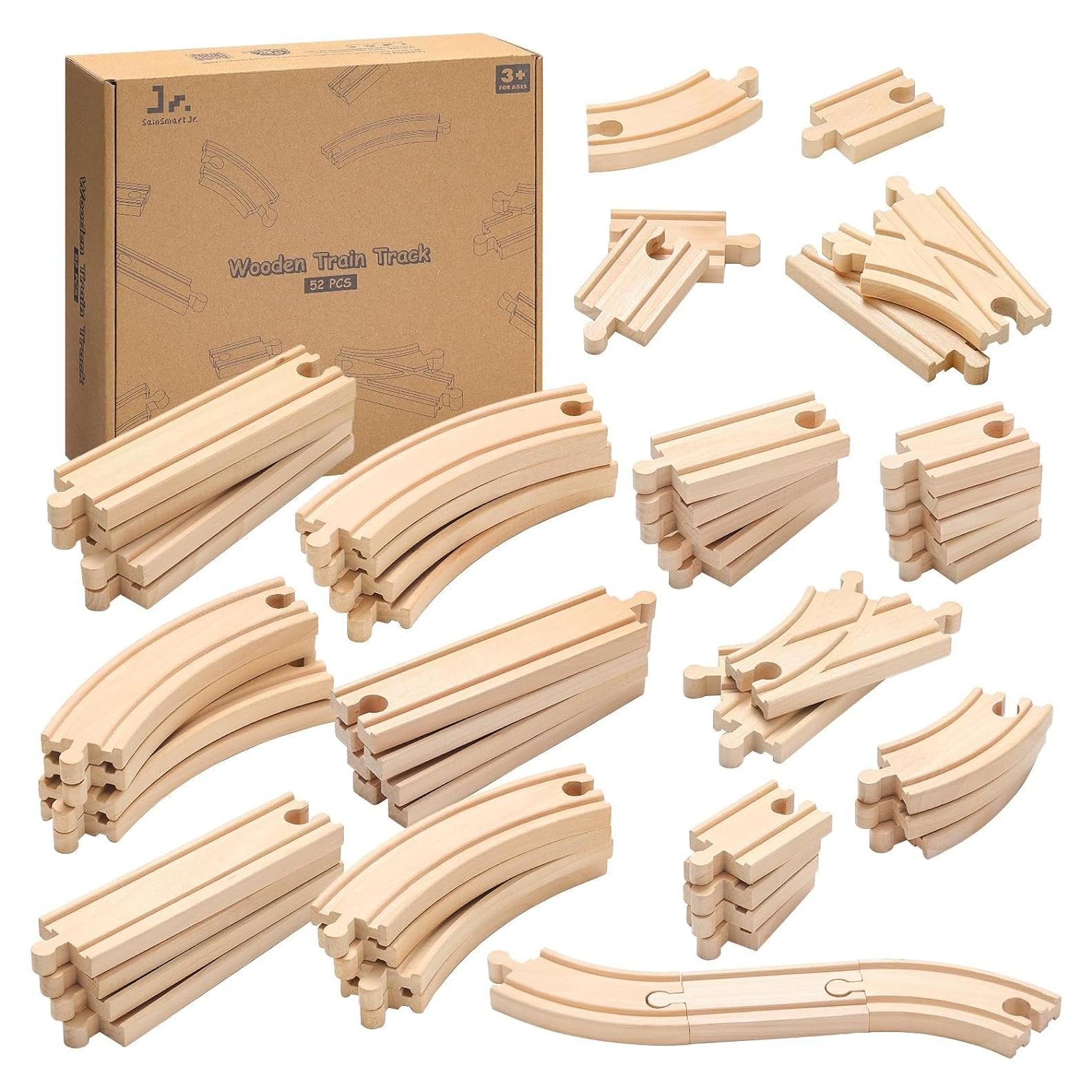 Conjunto de Vías de Tren de Madera SainSmart Jr. 52 Piezas