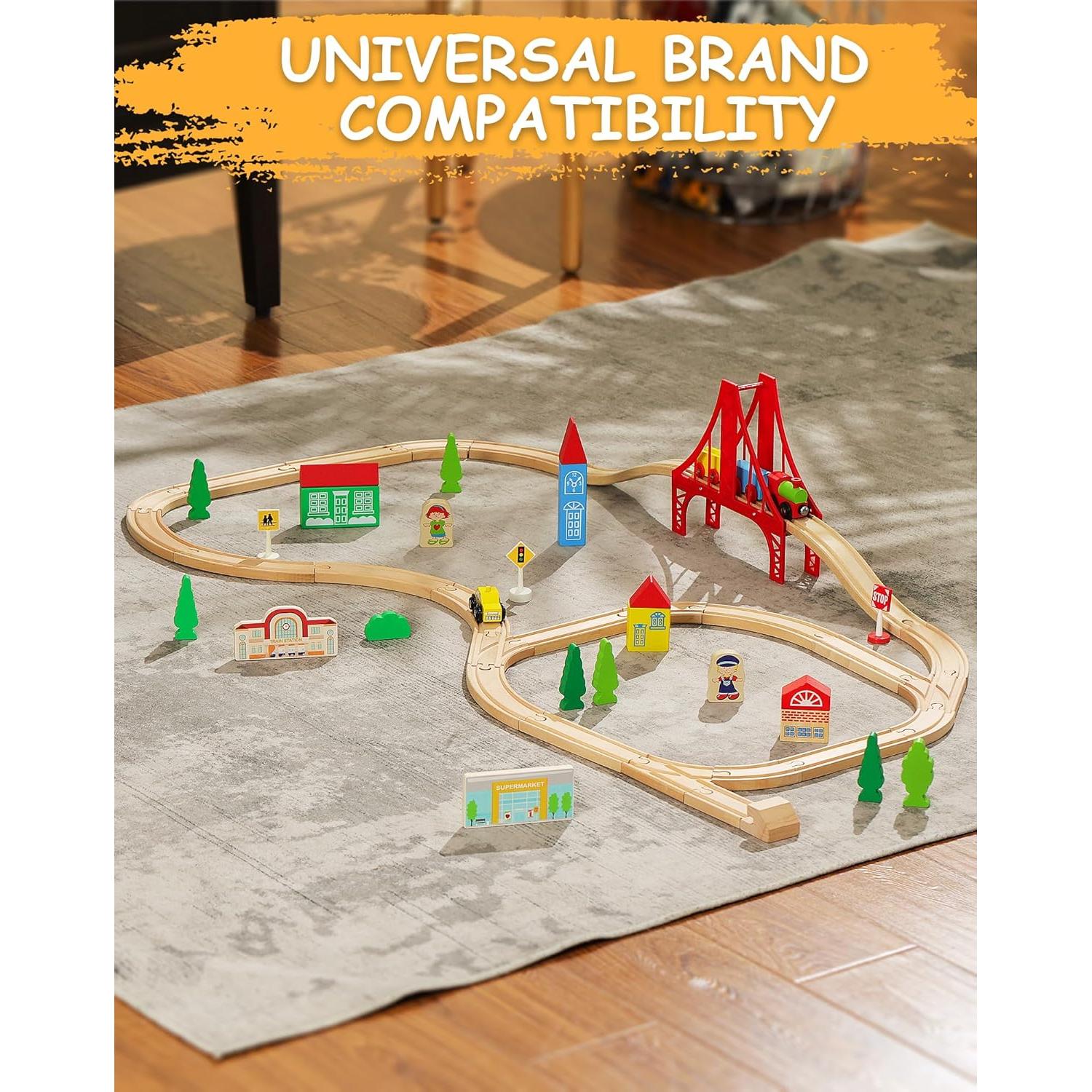 Conjunto de Vías de Tren de Madera SainSmart Jr. 52 Piezas