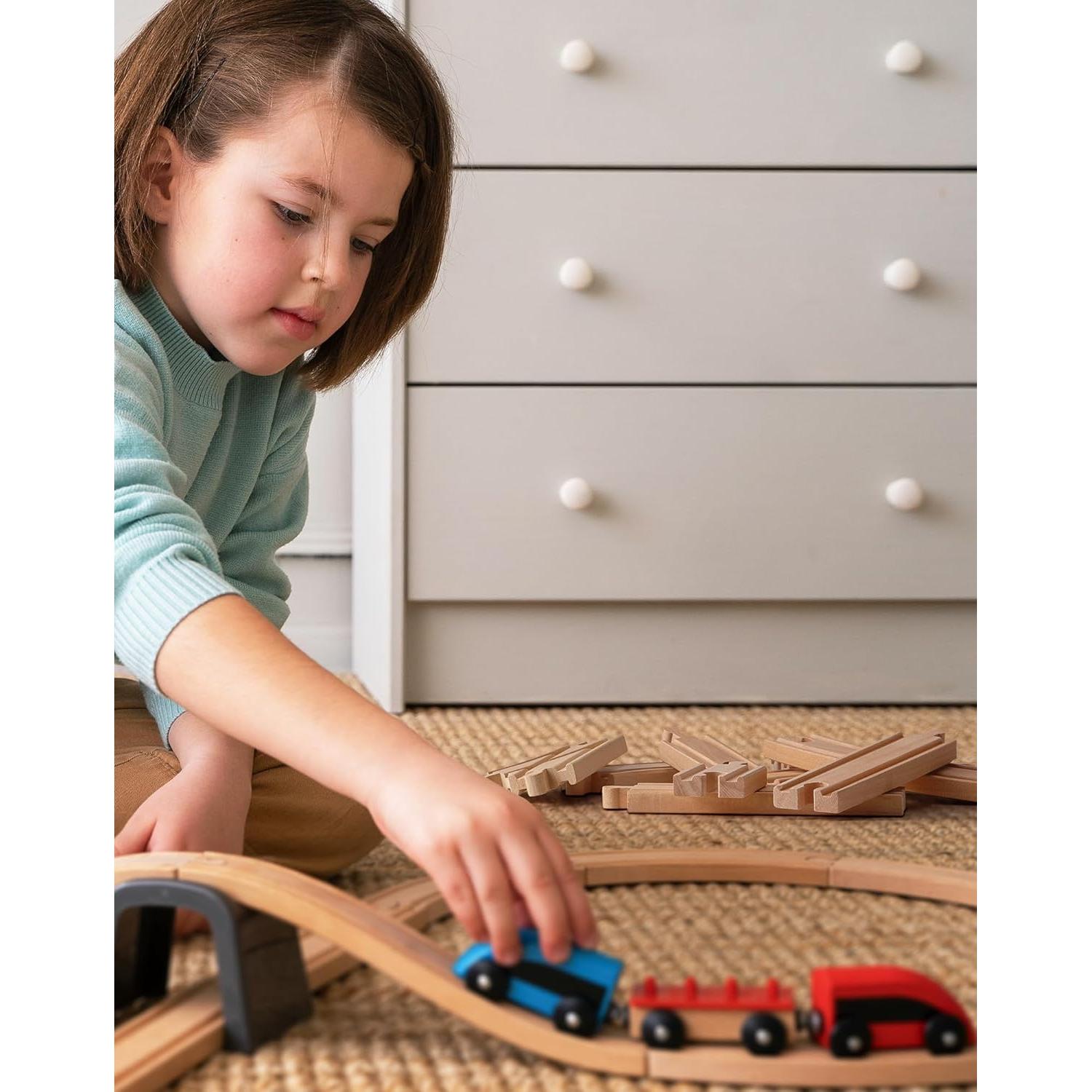 Conjunto de Vías de Tren de Madera SainSmart Jr. 52 Piezas