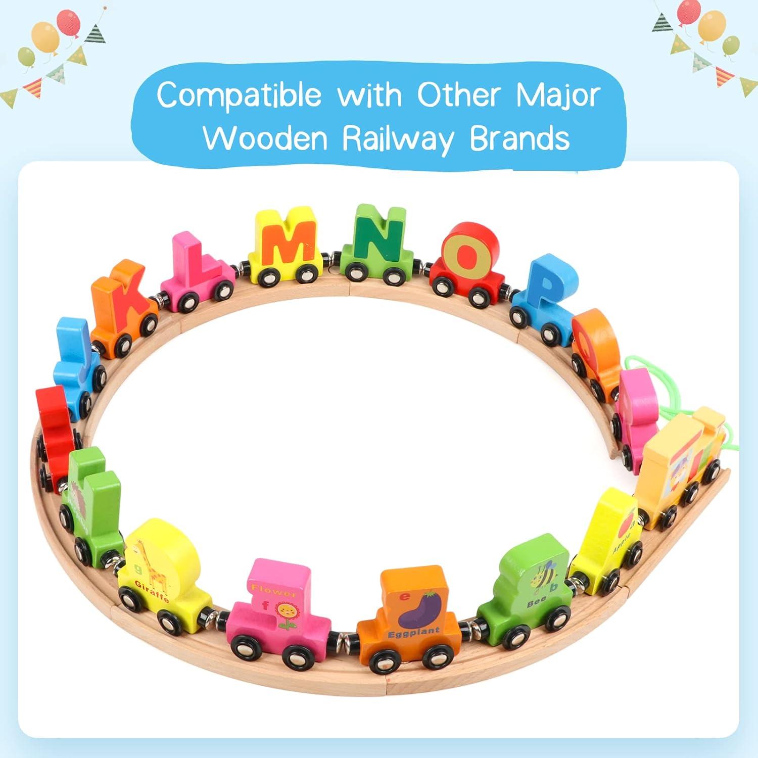 Tren de Letras de Madera Wondertoys 27 PCS con Tarjetas