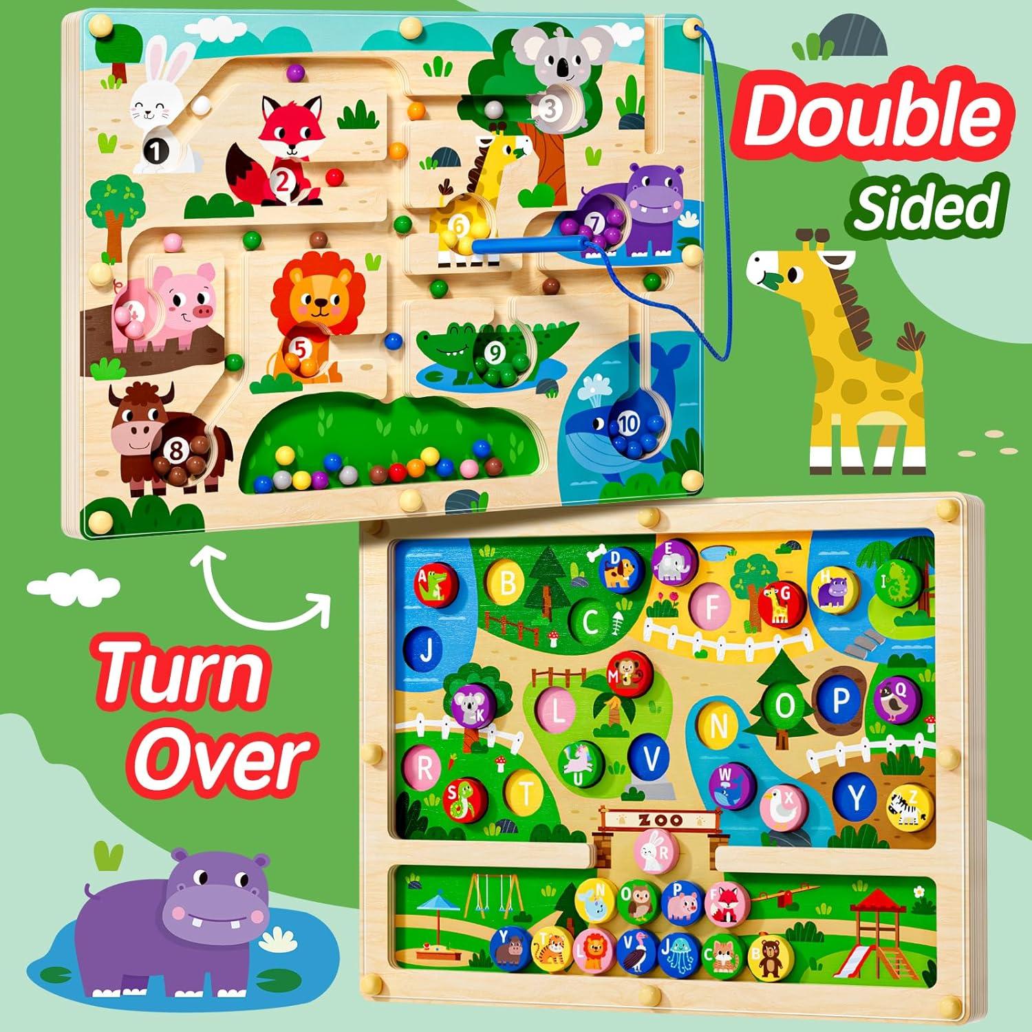 Tablero Magnético de Madera 2 en 1 Zoo - Juguete Montessori