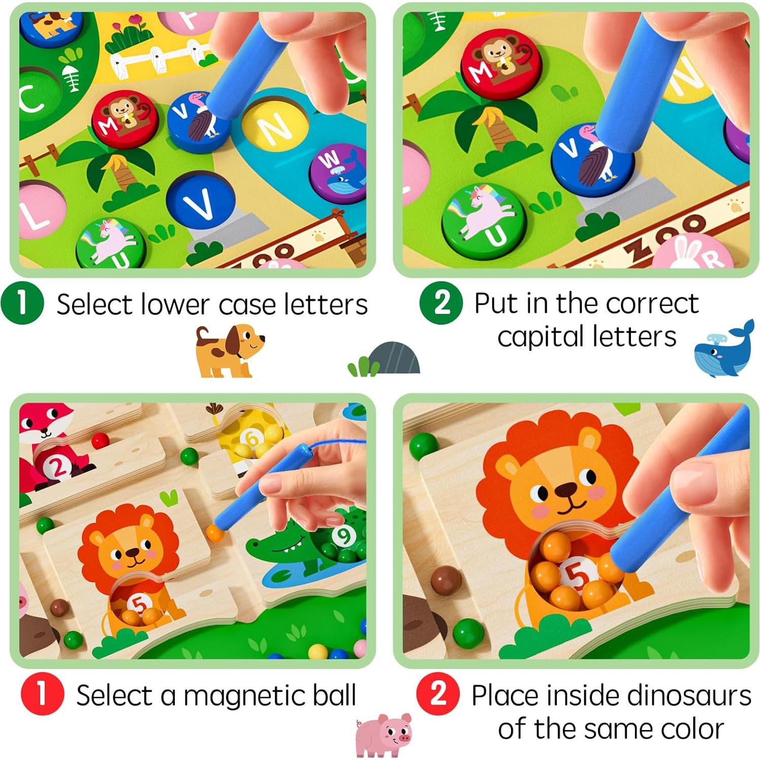 Tablero Magnético de Madera 2 en 1 Zoo - Juguete Montessori