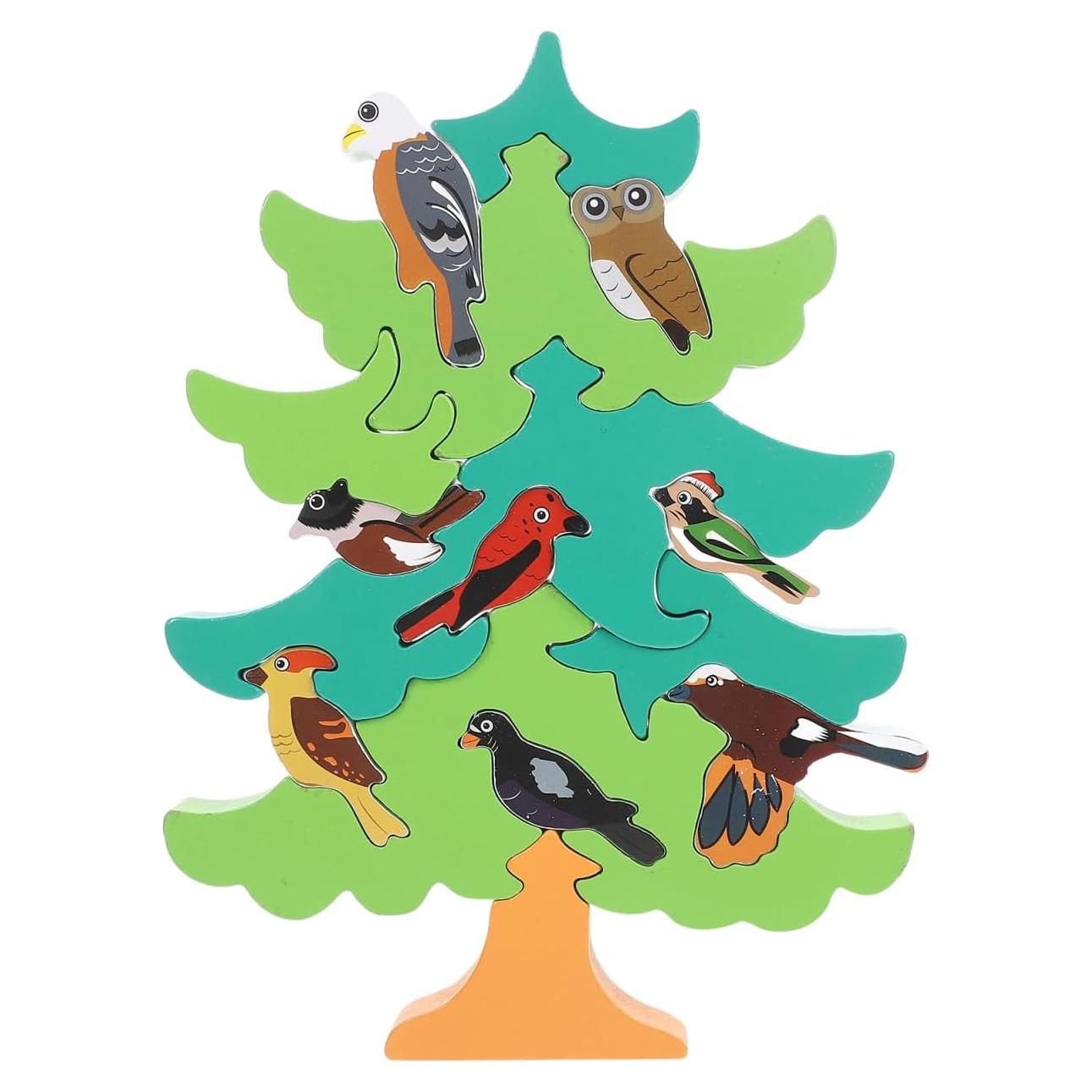 Rompecabezas 3D de Madera TOYANDONA Árbol y Pájaro Educativo