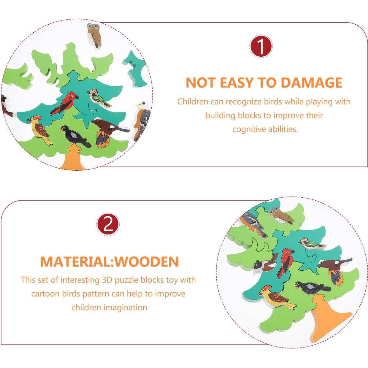 Rompecabezas 3D de Madera TOYANDONA Árbol y Pájaro Educativo