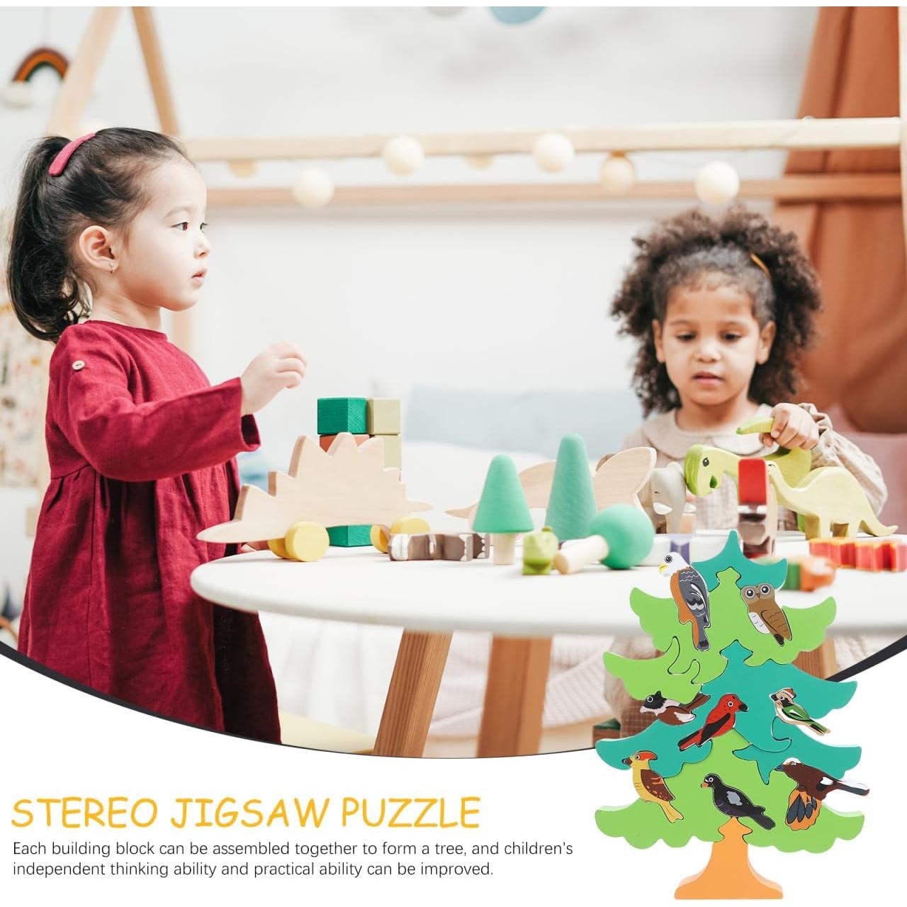 Rompecabezas 3D de Madera TOYANDONA Árbol y Pájaro Educativo