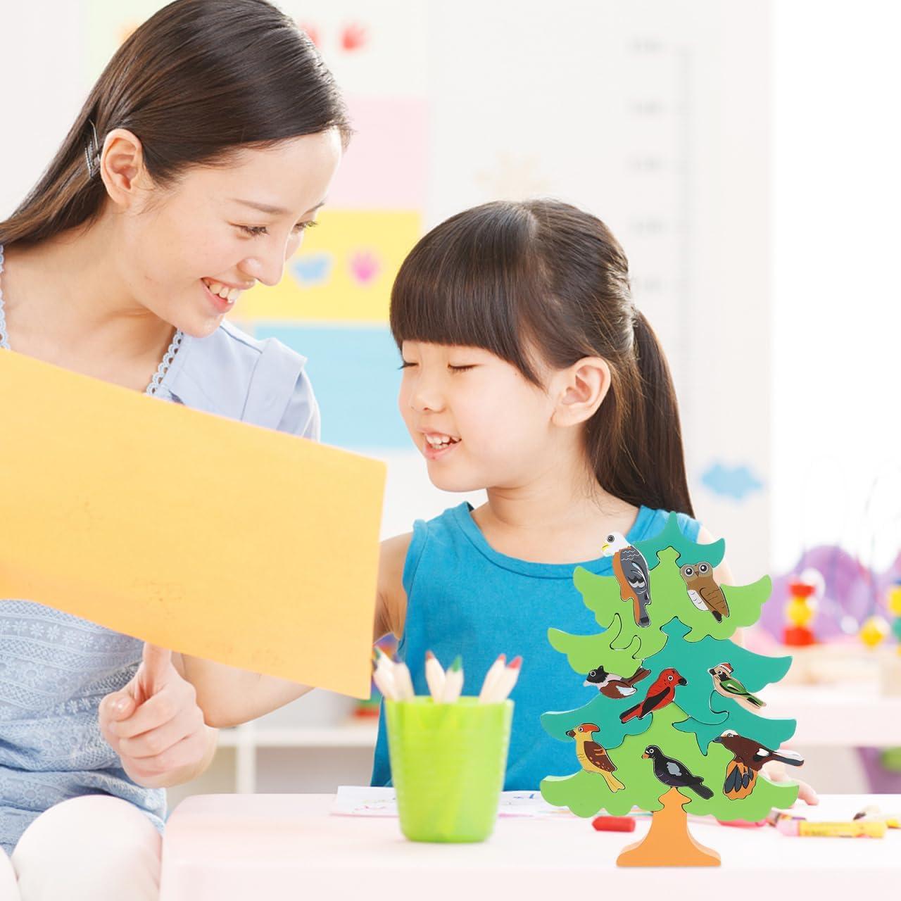 Rompecabezas 3D de Madera TOYANDONA Árbol y Pájaro Educativo