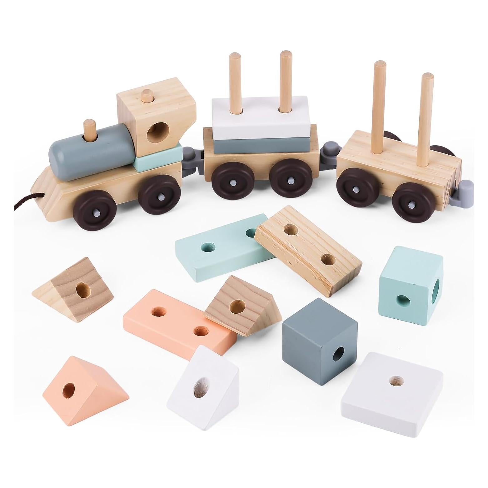 Tren Apilable de Madera umu - Juguete Educativo 17 Piezas