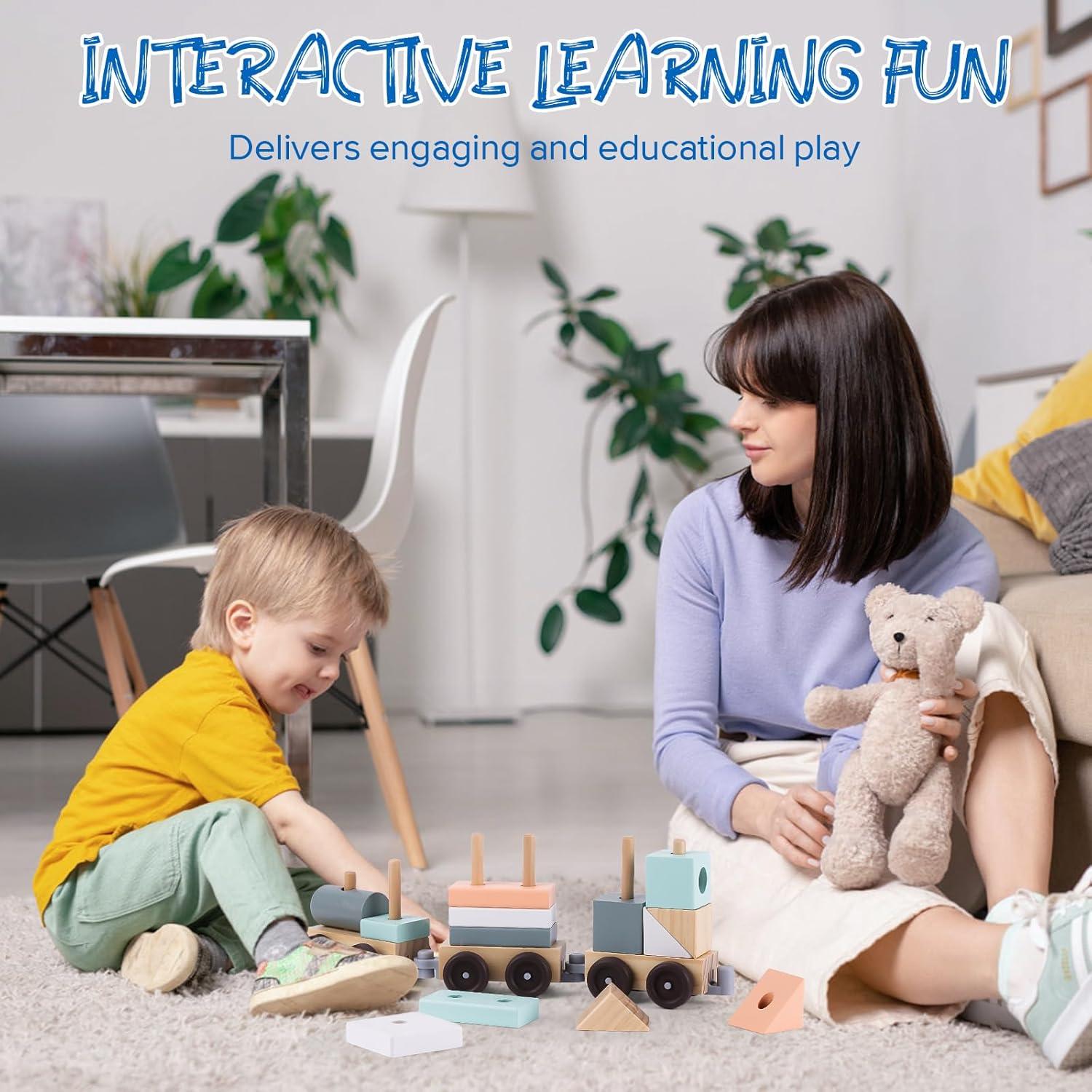 Tren Apilable de Madera umu - Juguete Educativo 17 Piezas