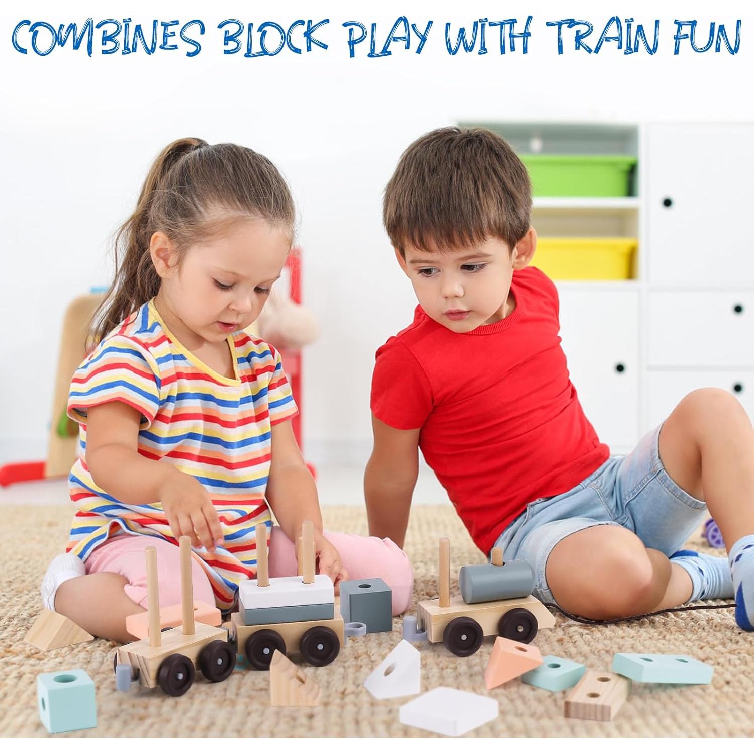 Tren Apilable de Madera umu - Juguete Educativo 17 Piezas