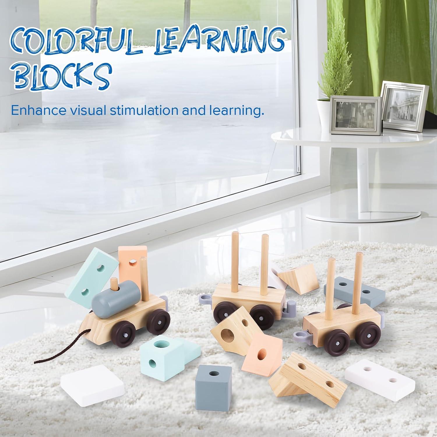 Tren Apilable de Madera umu - Juguete Educativo 17 Piezas