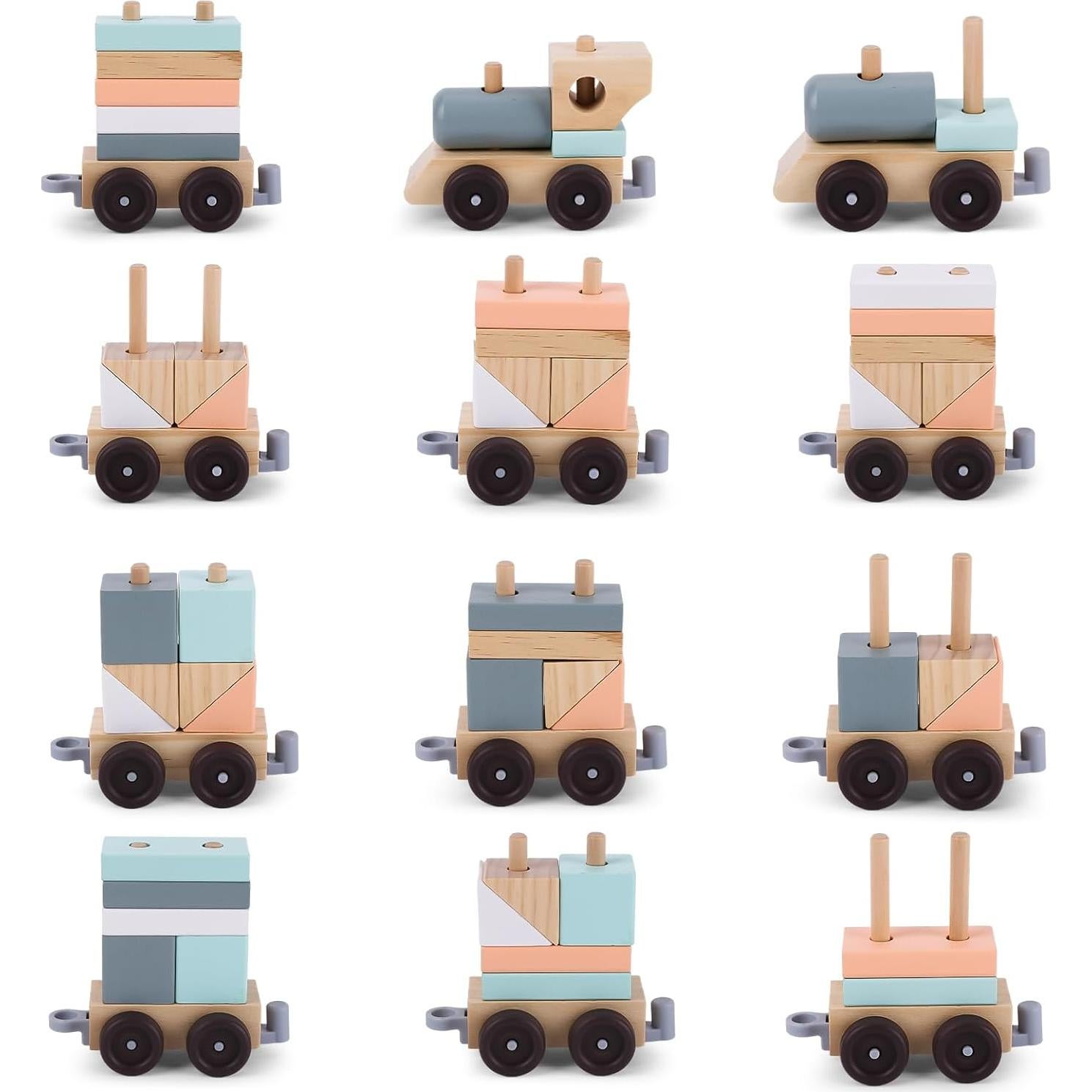 Tren Apilable de Madera umu - Juguete Educativo 17 Piezas