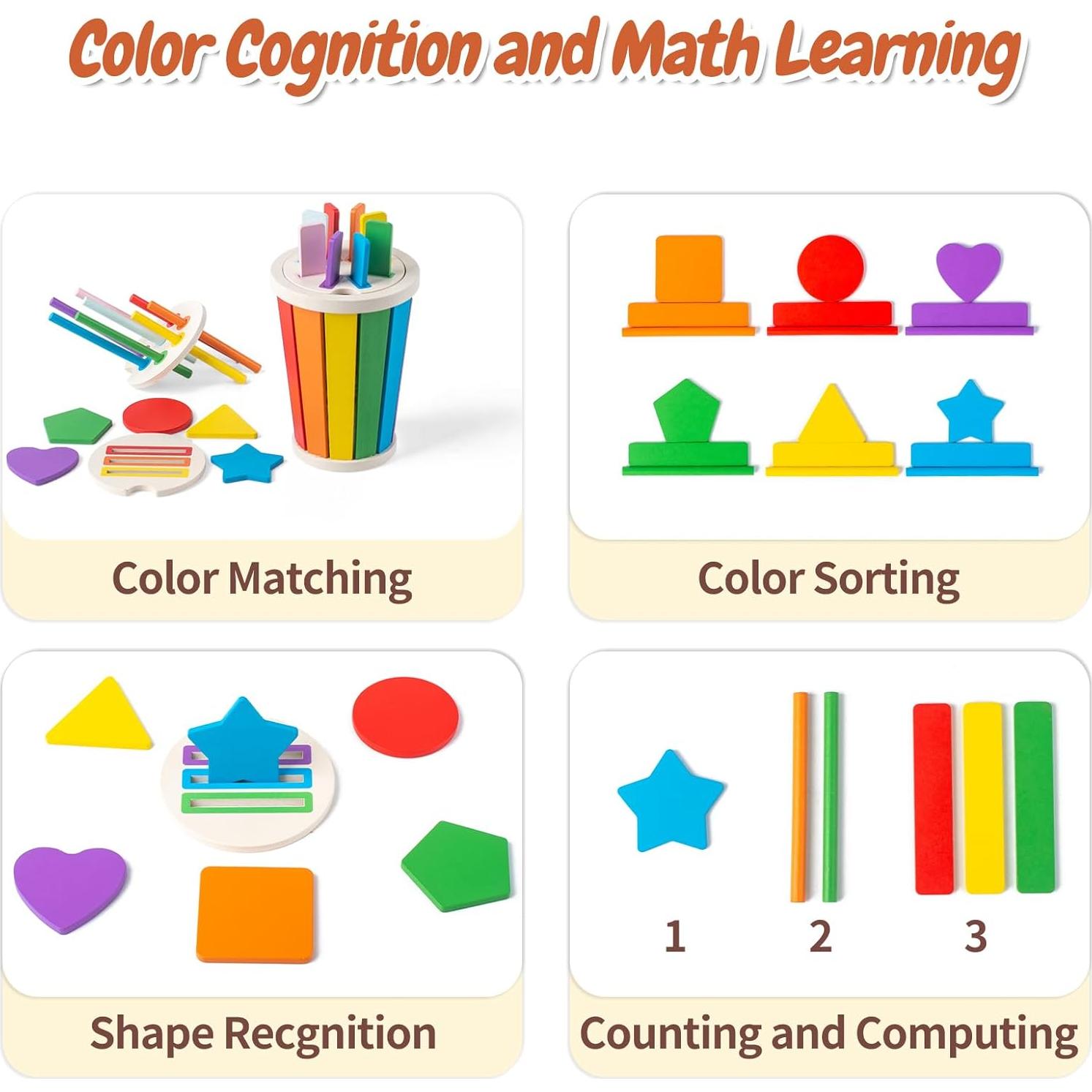 Juguetes Montessori de Madera para Niños 1-3 Años - Aprendizaje