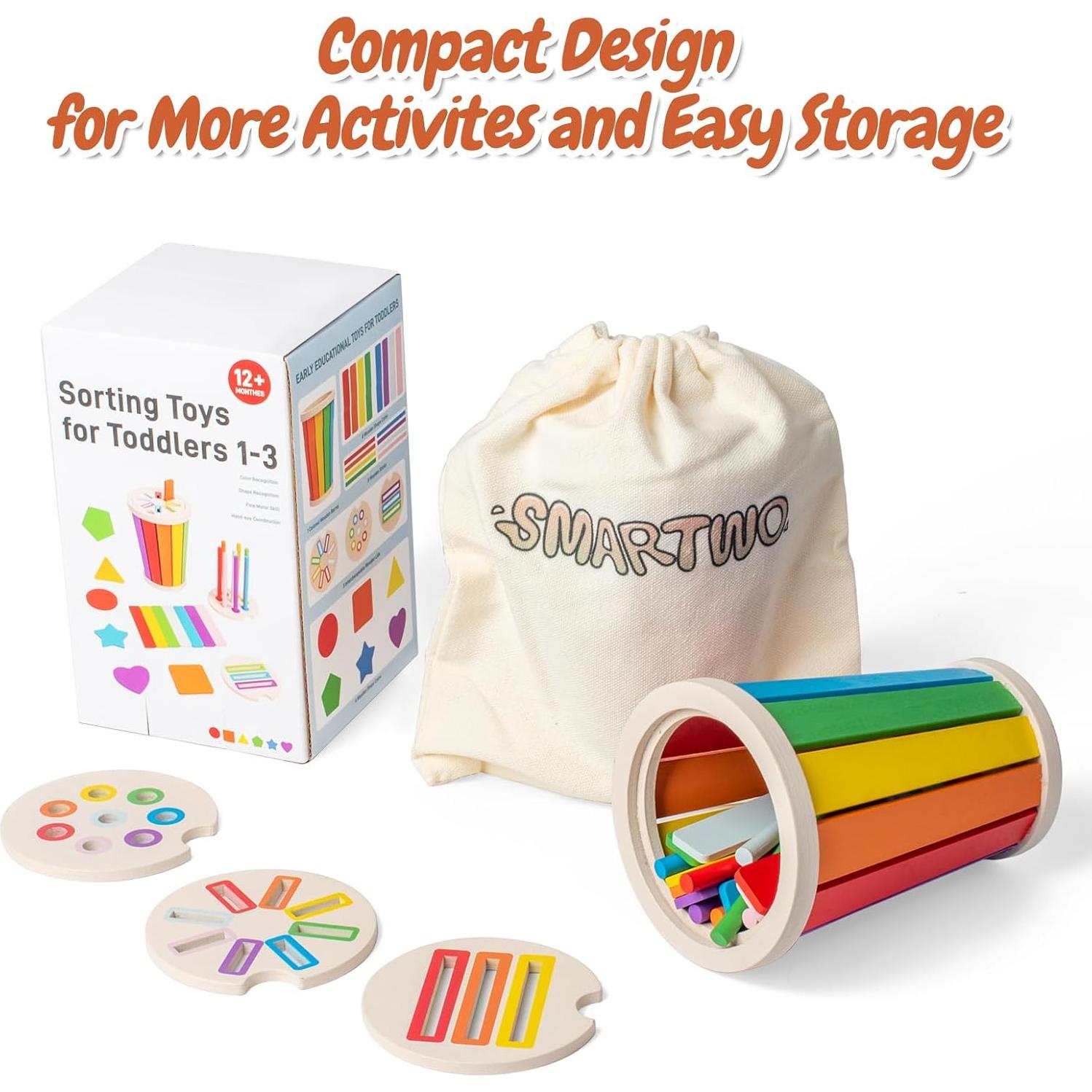 Juguetes Montessori de Madera para Niños 1-3 Años - Aprendizaje